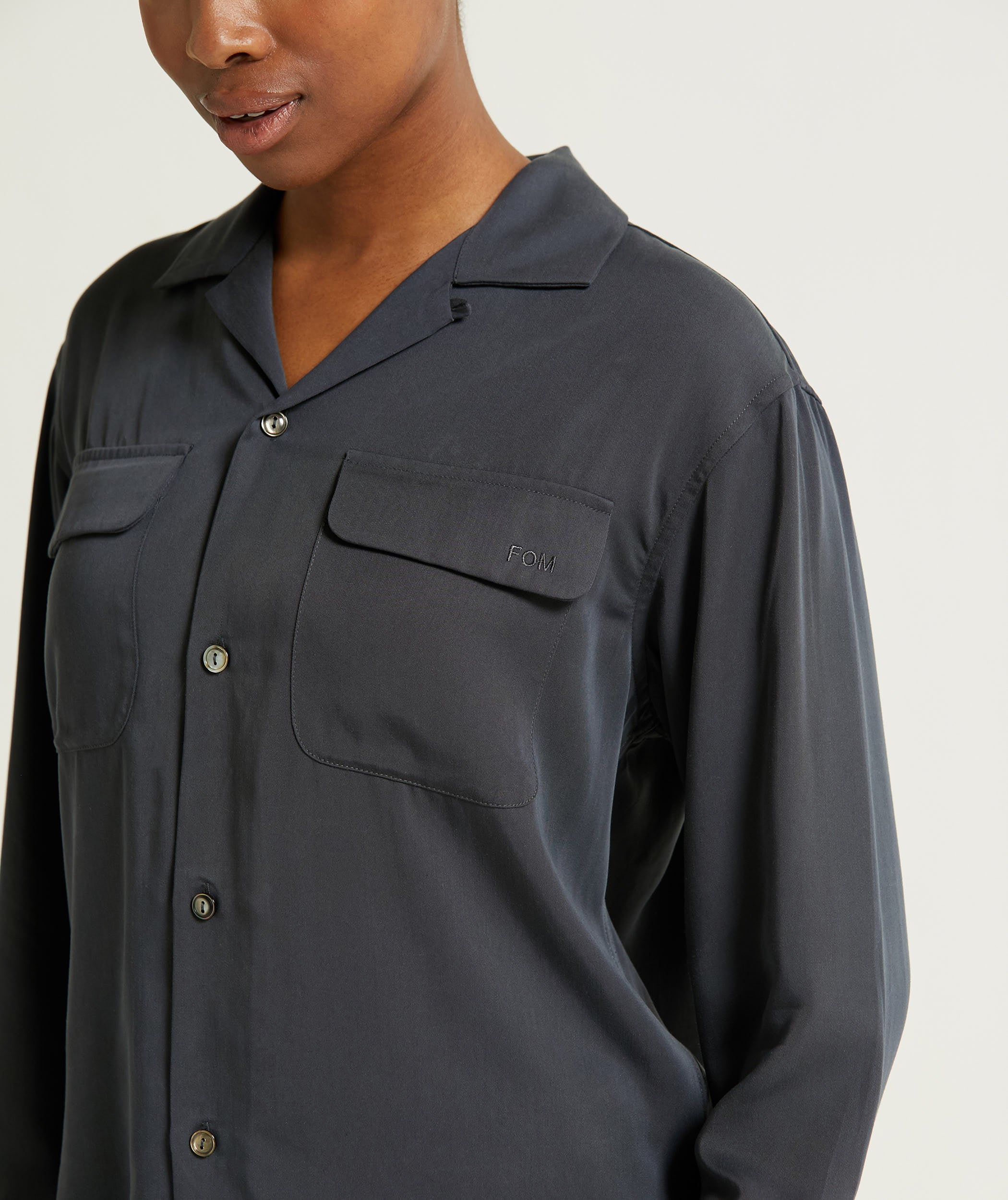 Ladies Long Sleeve Modal Shirt - Dark Navy