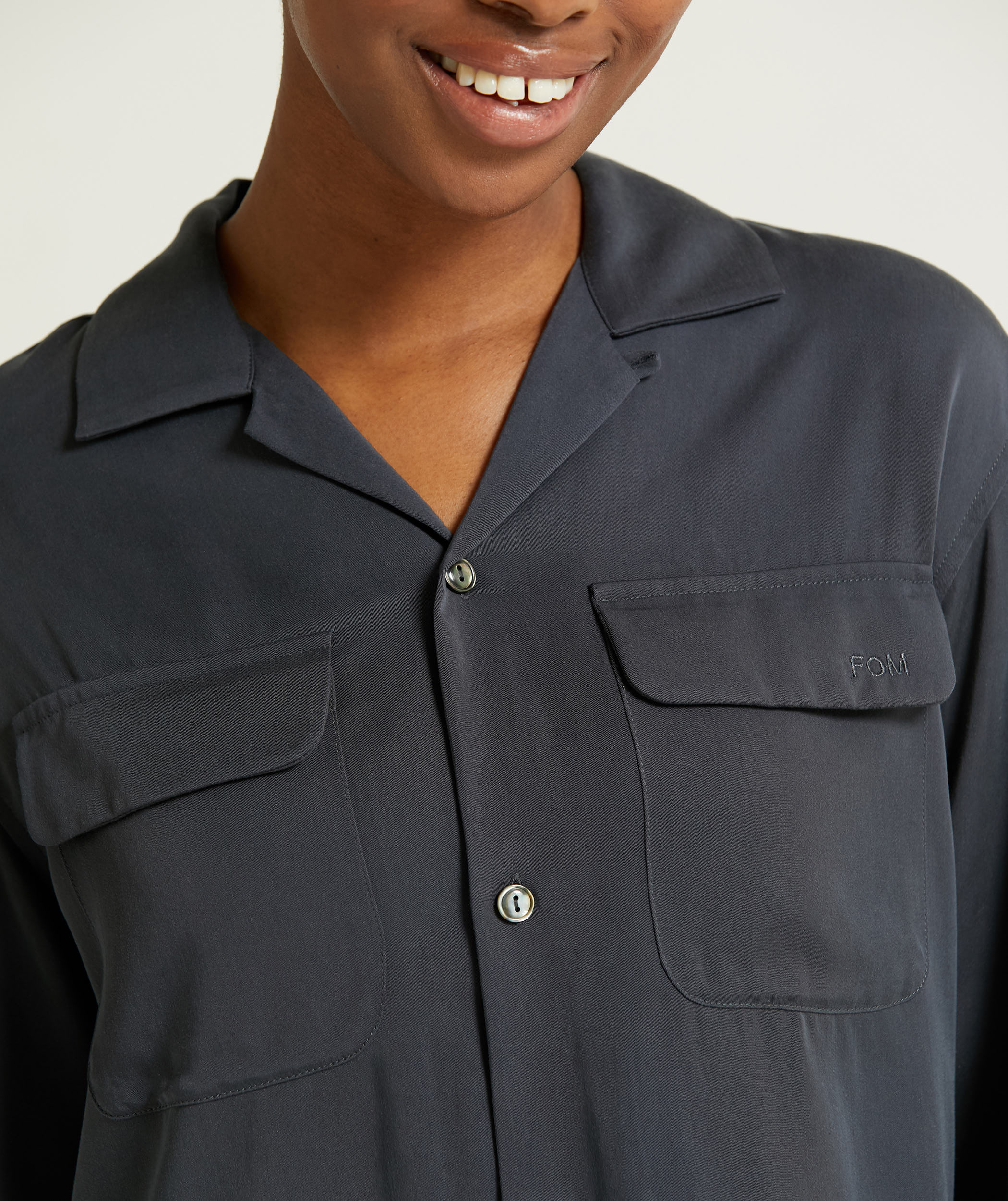 Ladies Long Sleeve Modal Shirt - Dark Navy