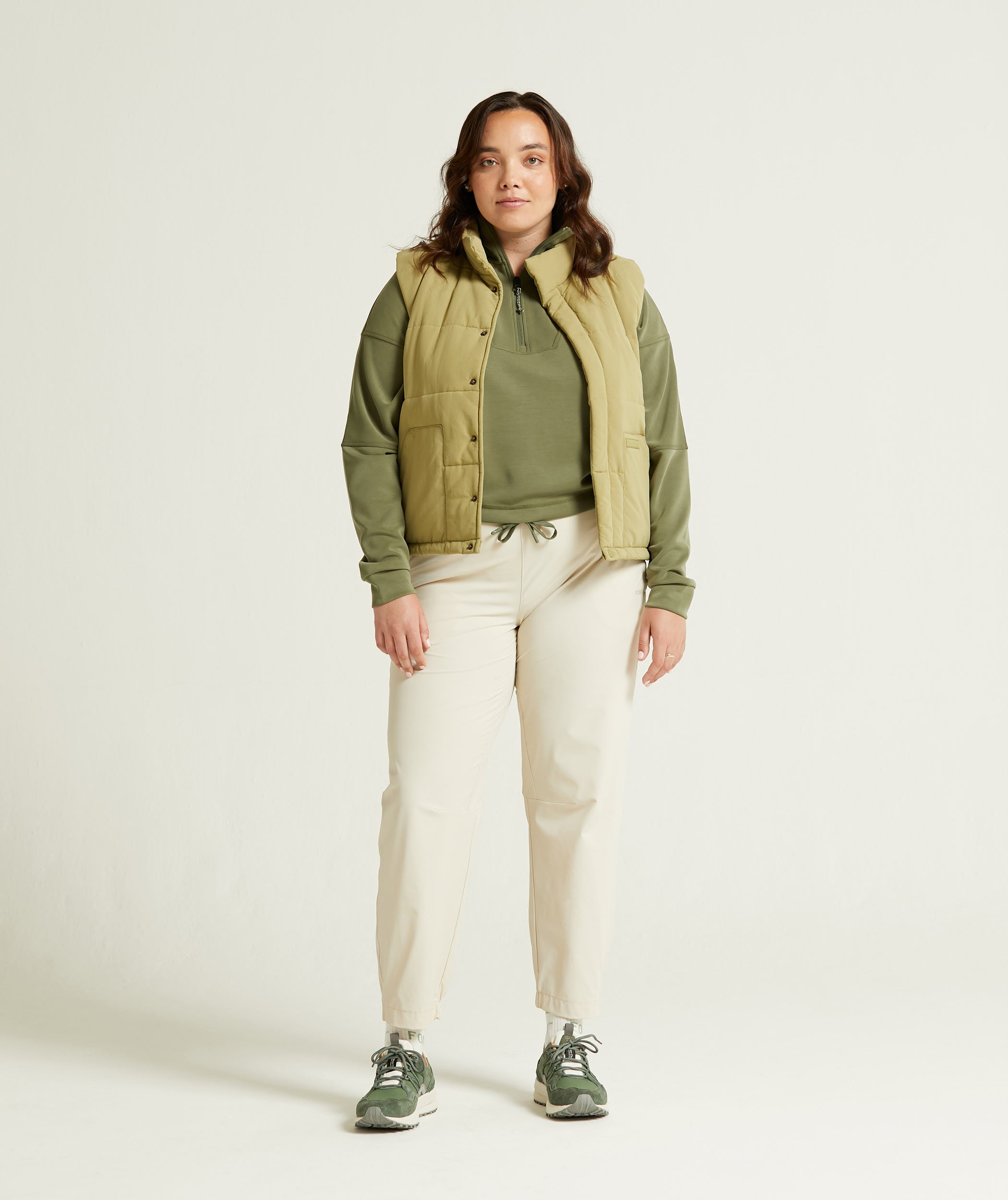 Ladies 1/4 Zip Long Sleeve Sweater - Olive