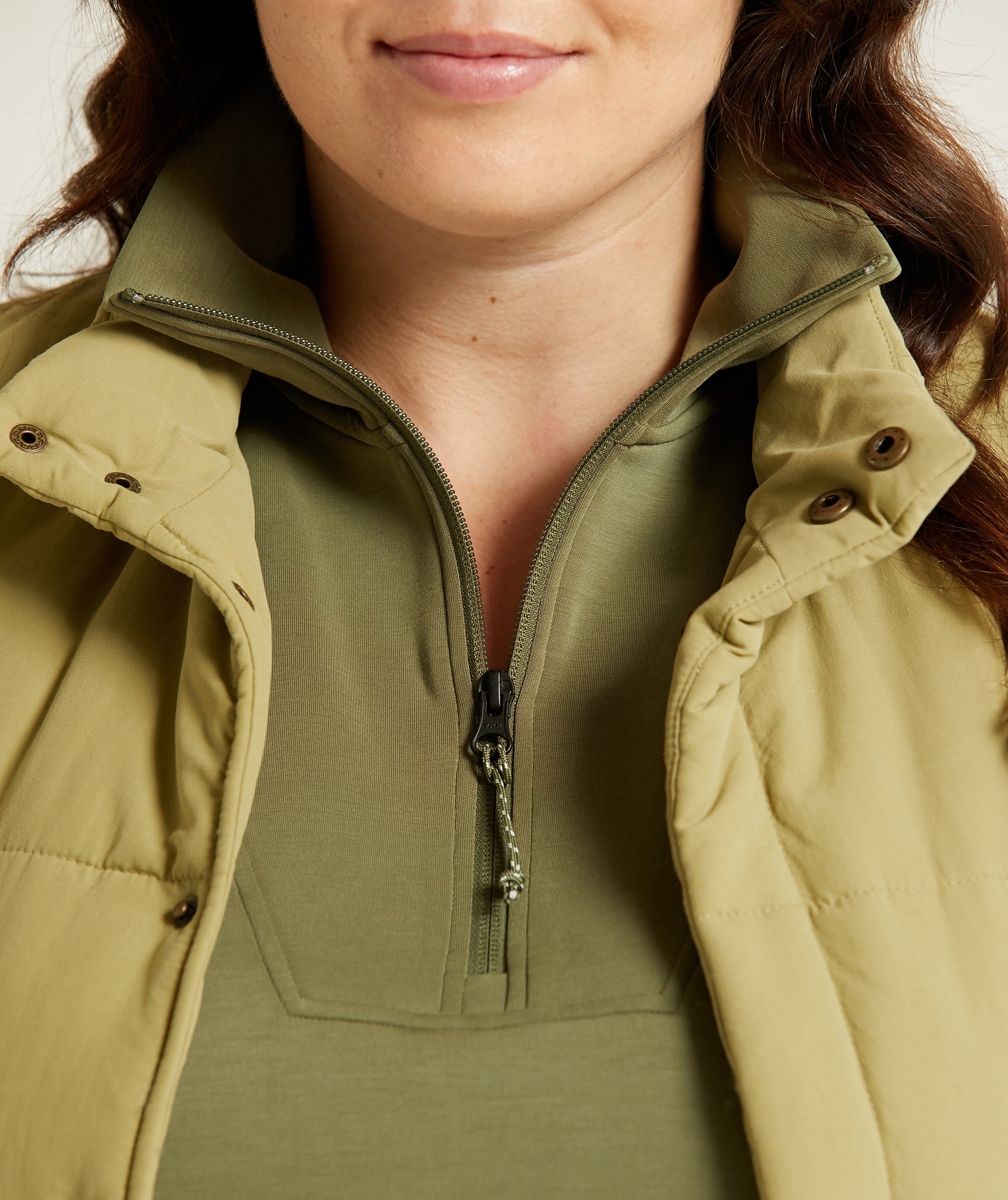 Ladies 1/4 Zip Long Sleeve Sweater - Olive