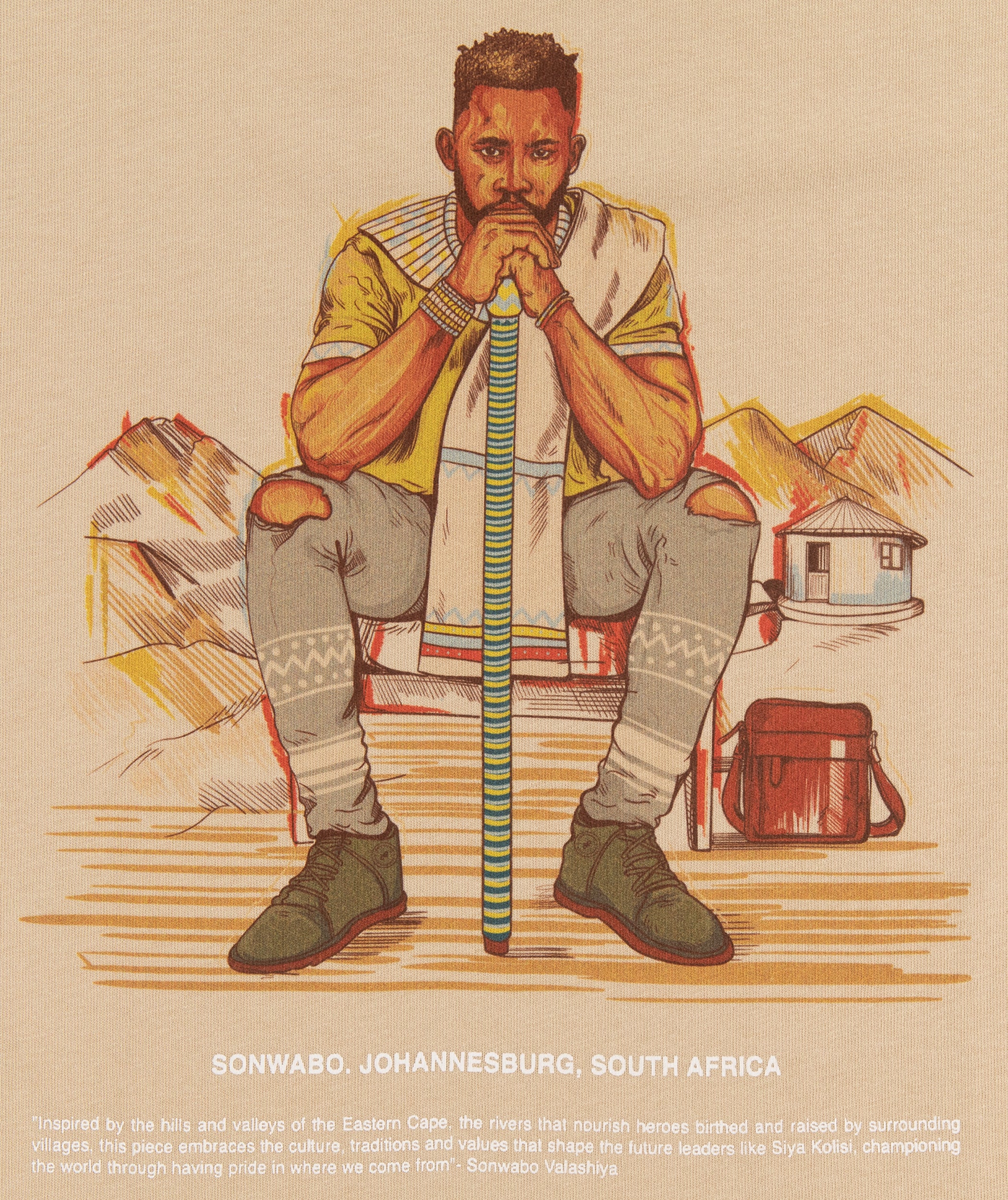 FOM x Sonwabo Men's Relaxed Heritage Tee - Safari Beige