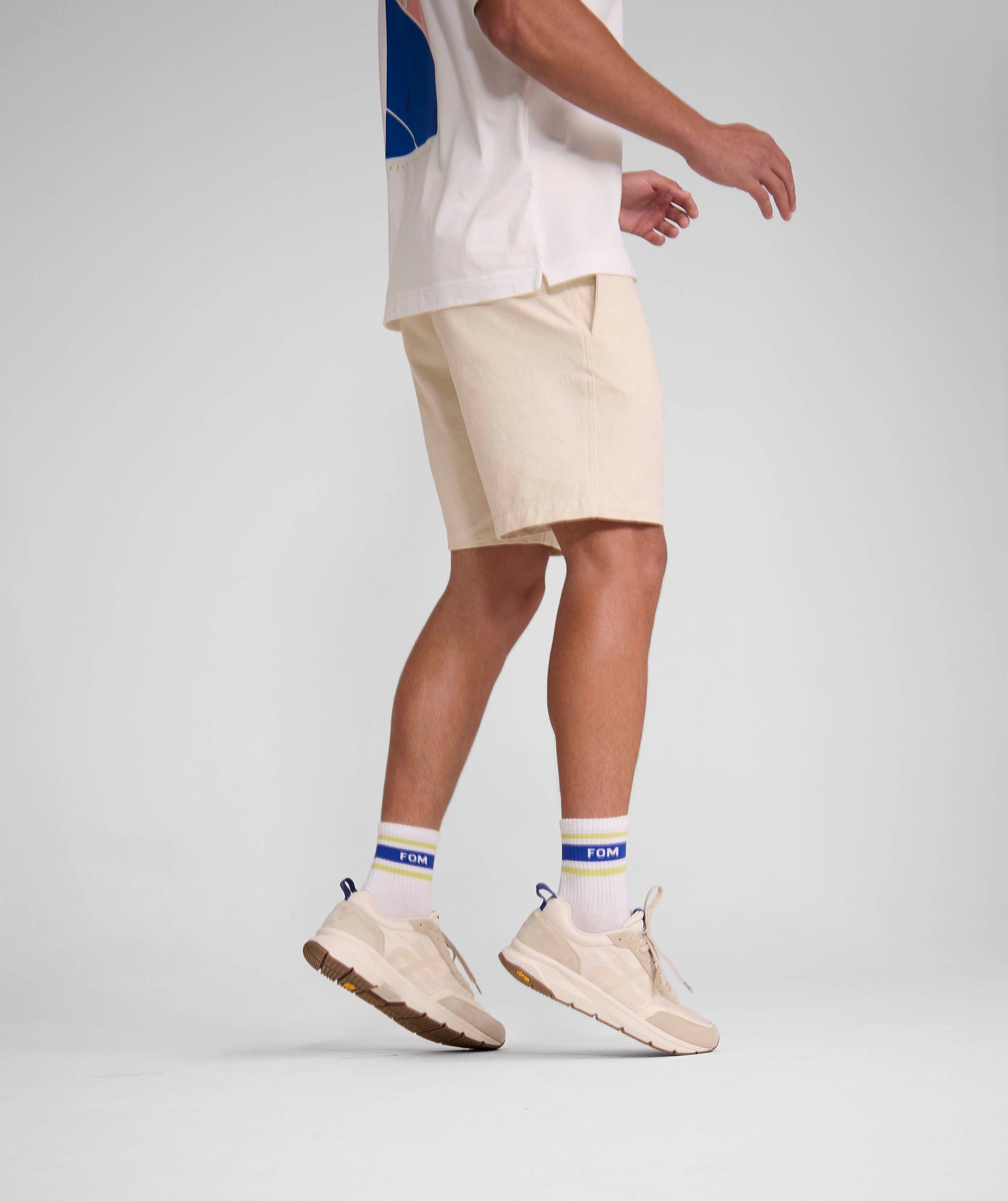 Mens Cotton Twill Shorts - Ecru
