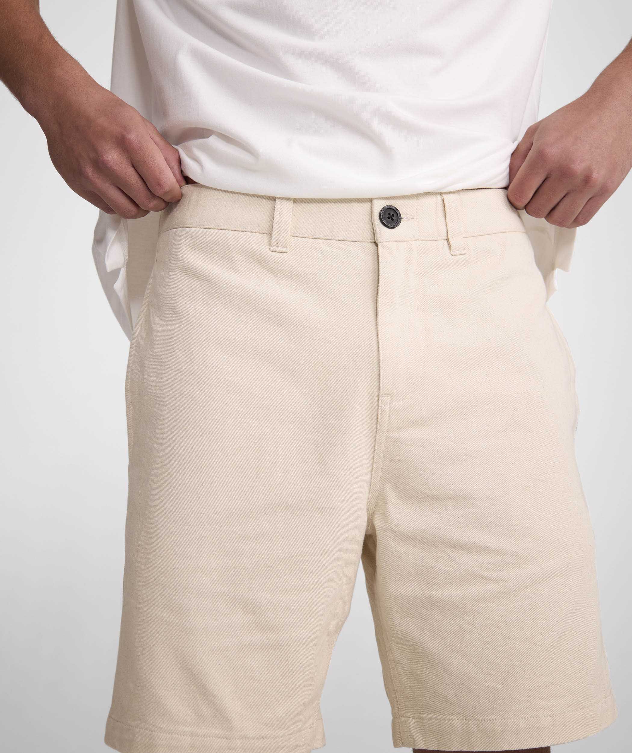 Mens Cotton Twill Shorts - Ecru