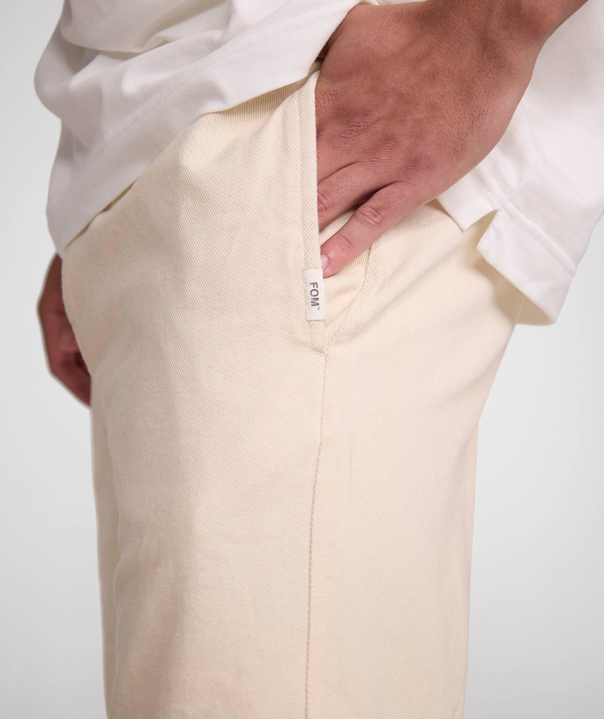 Mens Cotton Twill Shorts - Ecru