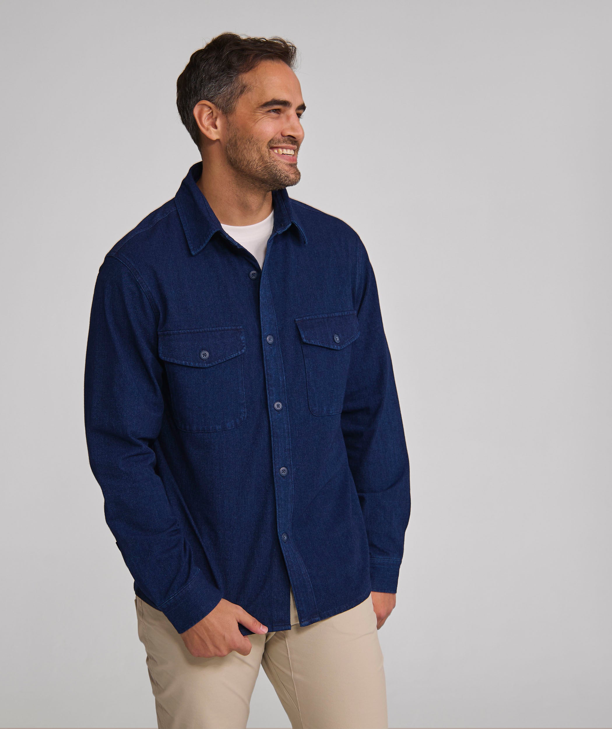 Mens Long Sleeve FreeMotion Shirt - Indigo