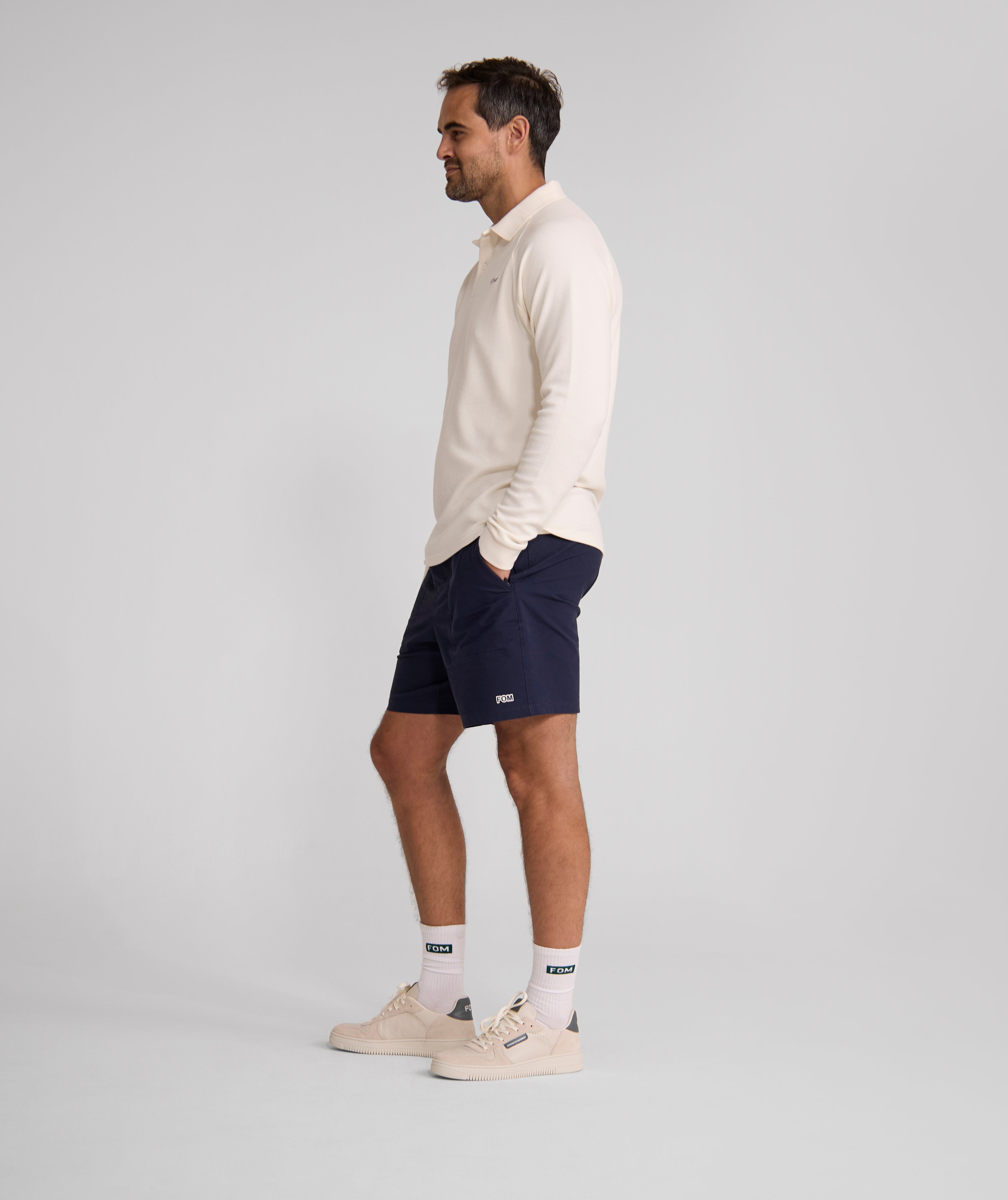 Mens Long Sleeve Honeycomb Golfer - Ivory
