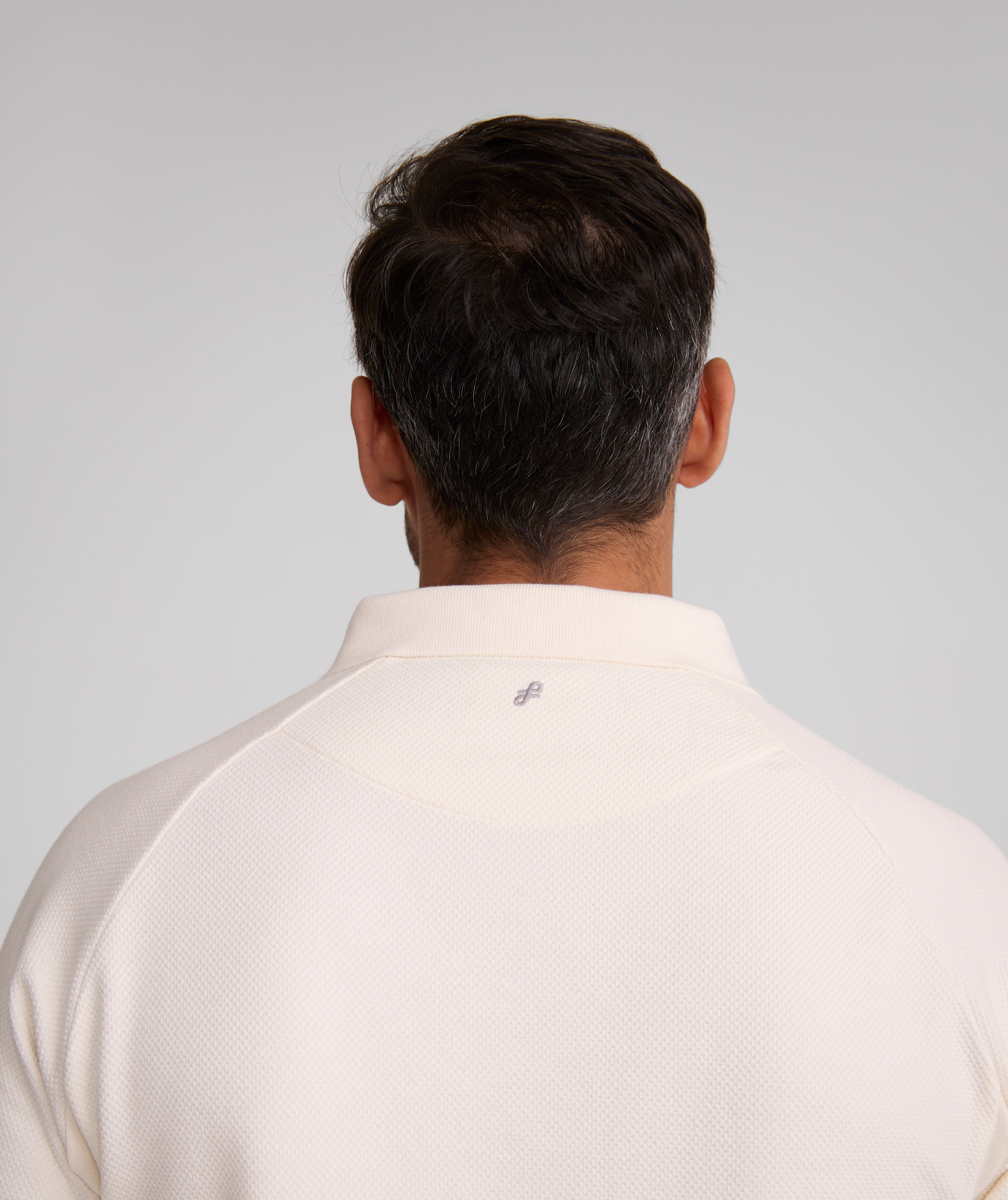 Mens Long Sleeve Honeycomb Golfer - Ivory