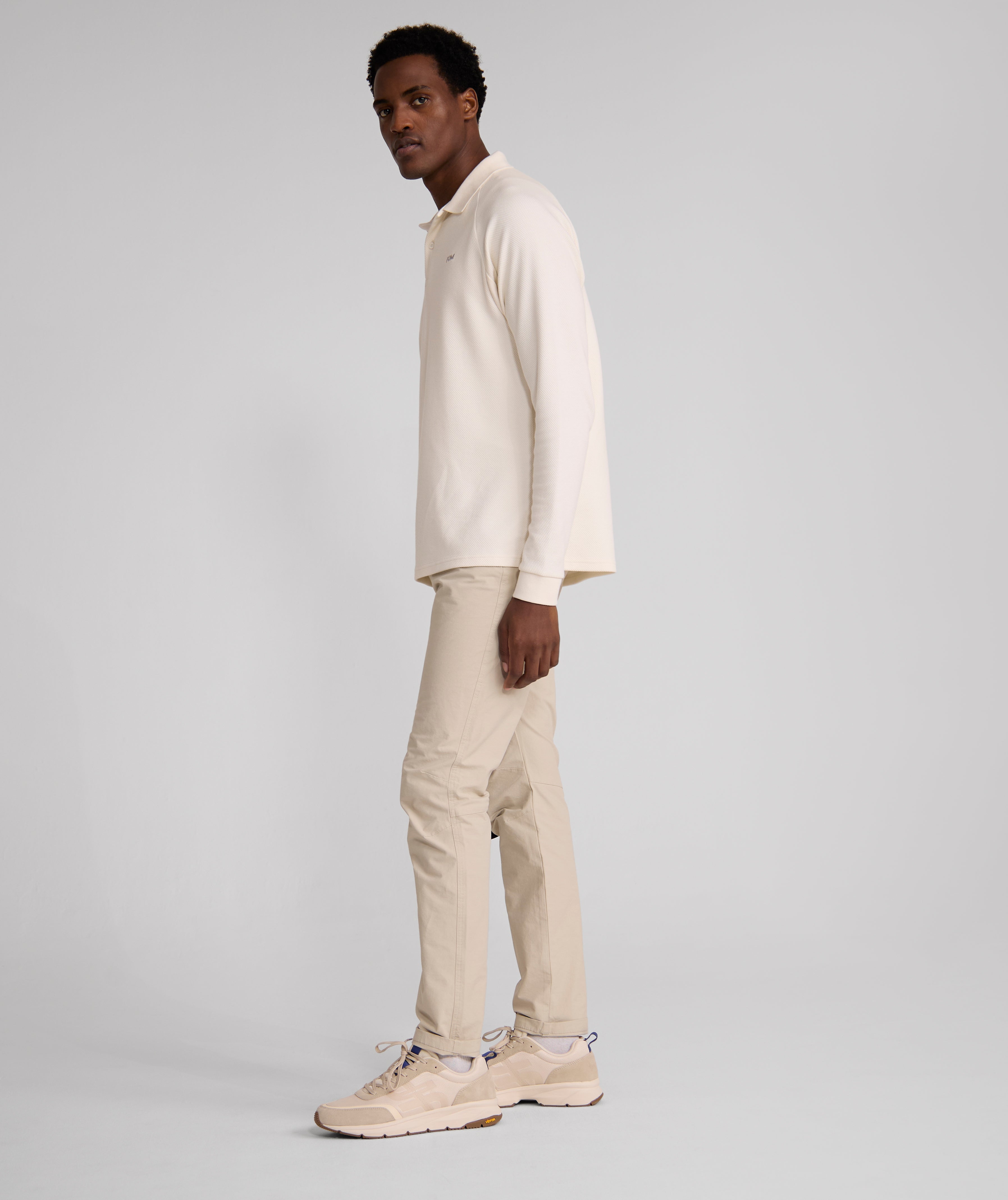 Mens Long Sleeve Honeycomb Golfer - Ivory