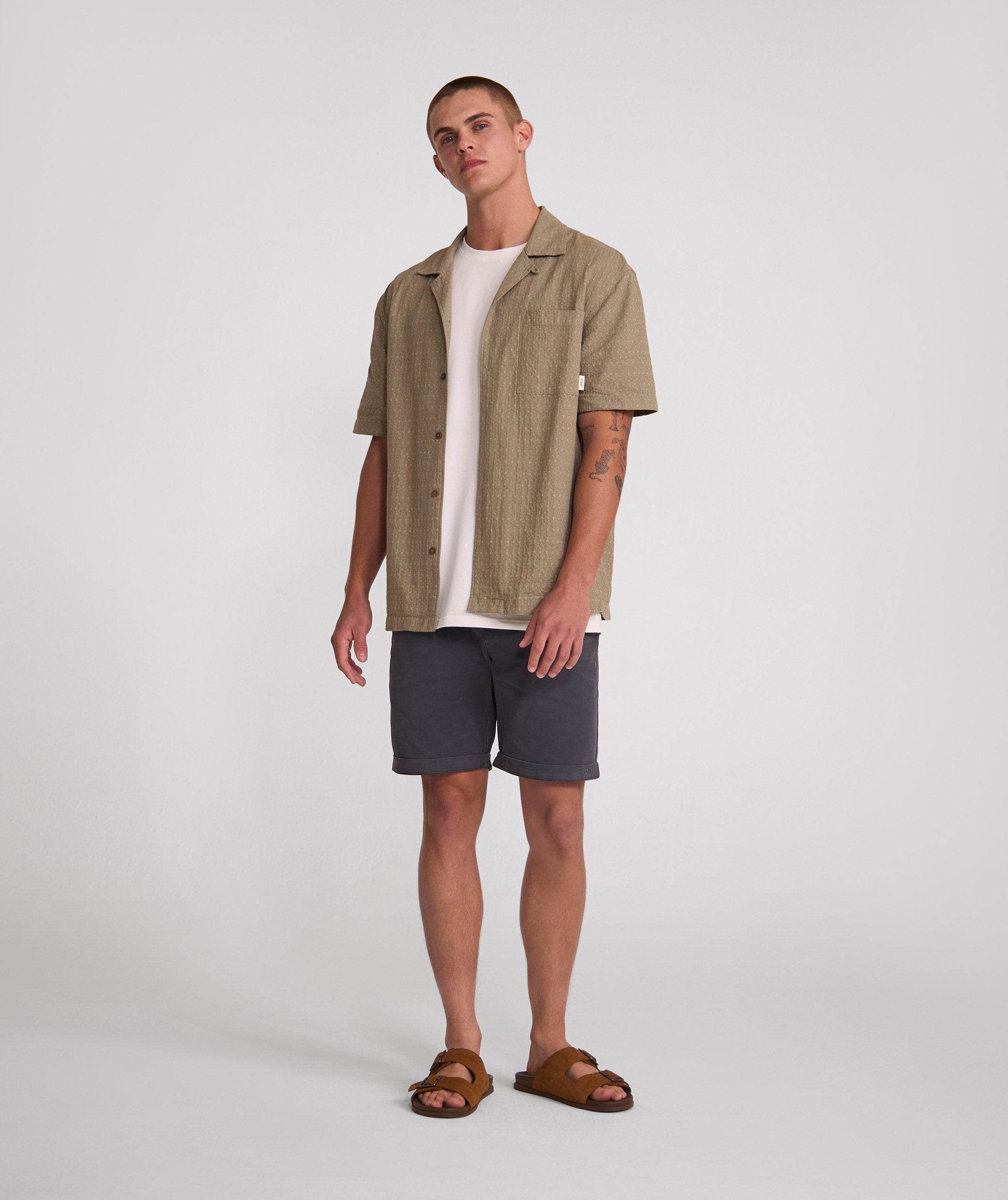 Mens Cotton Chino Shorts - Charcoal