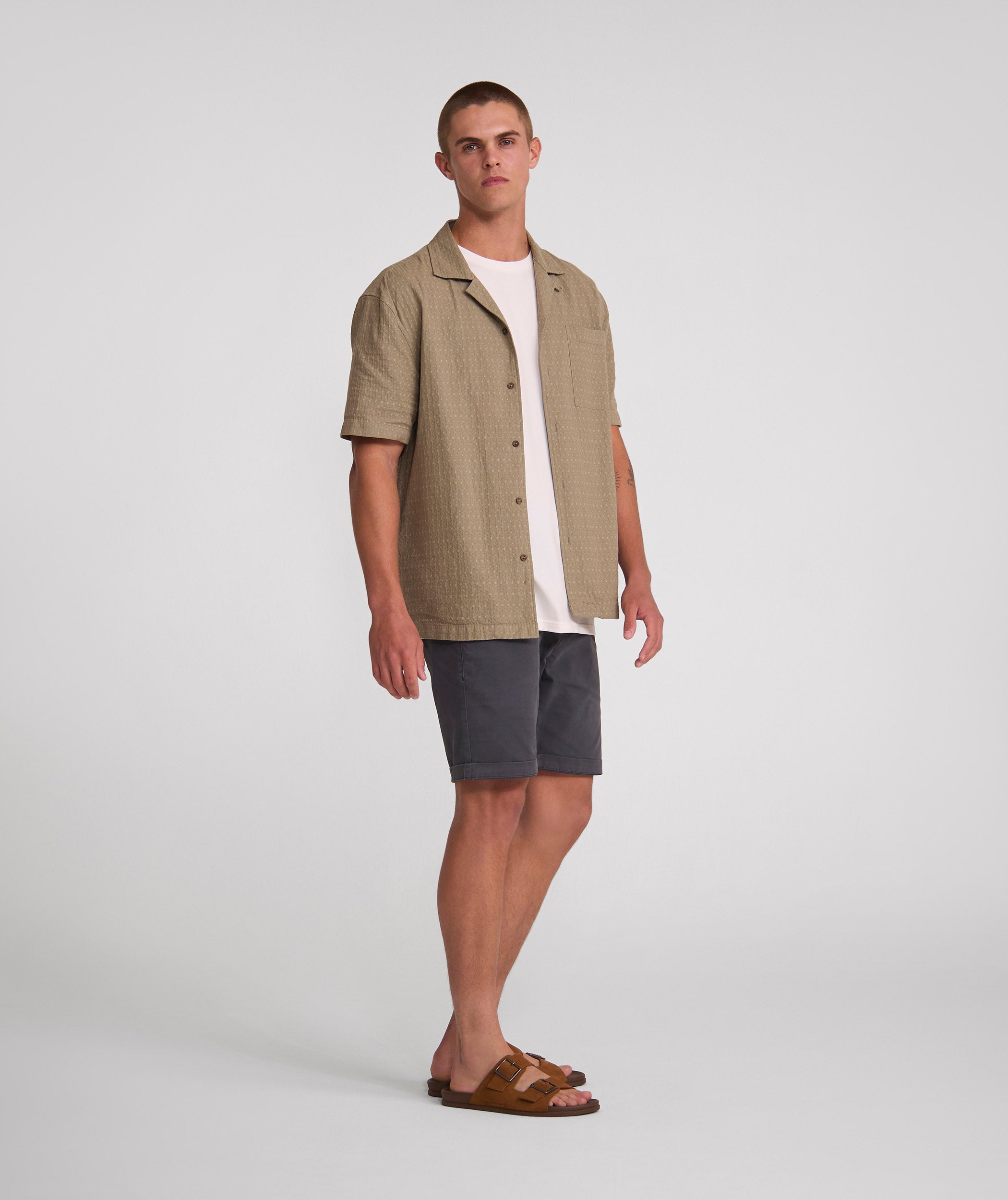 Mens Cotton Chino Shorts - Charcoal