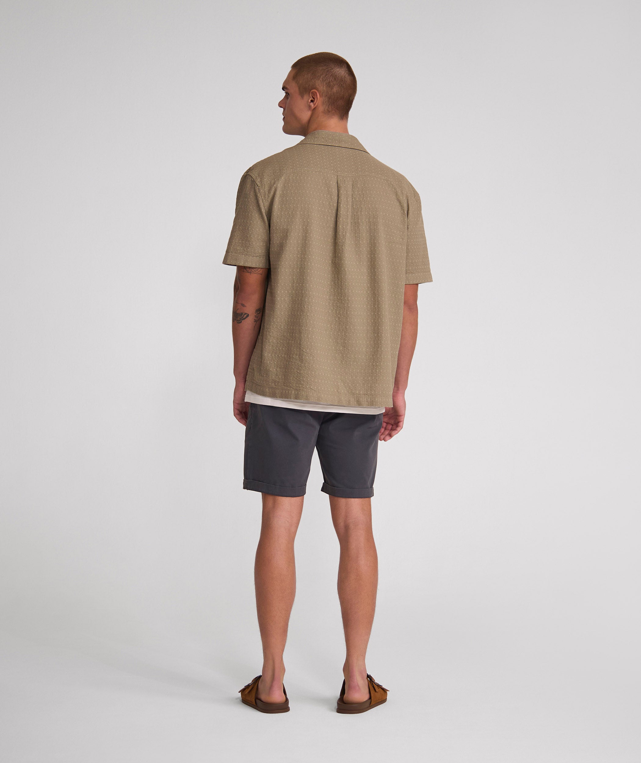 Mens Short Sleeve Textured Pocket Shirt - Lichen Green