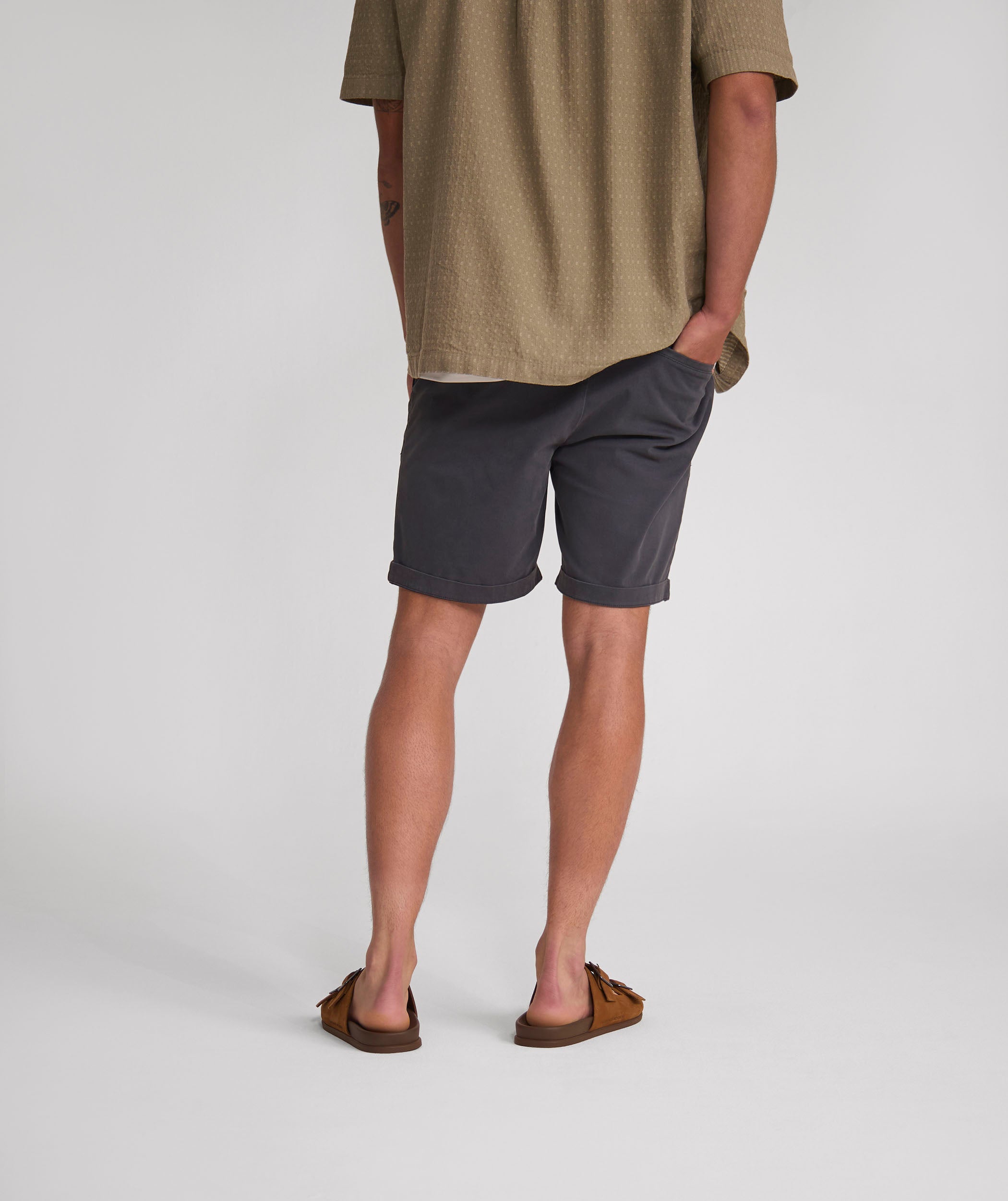 Mens Cotton Chino Shorts - Charcoal