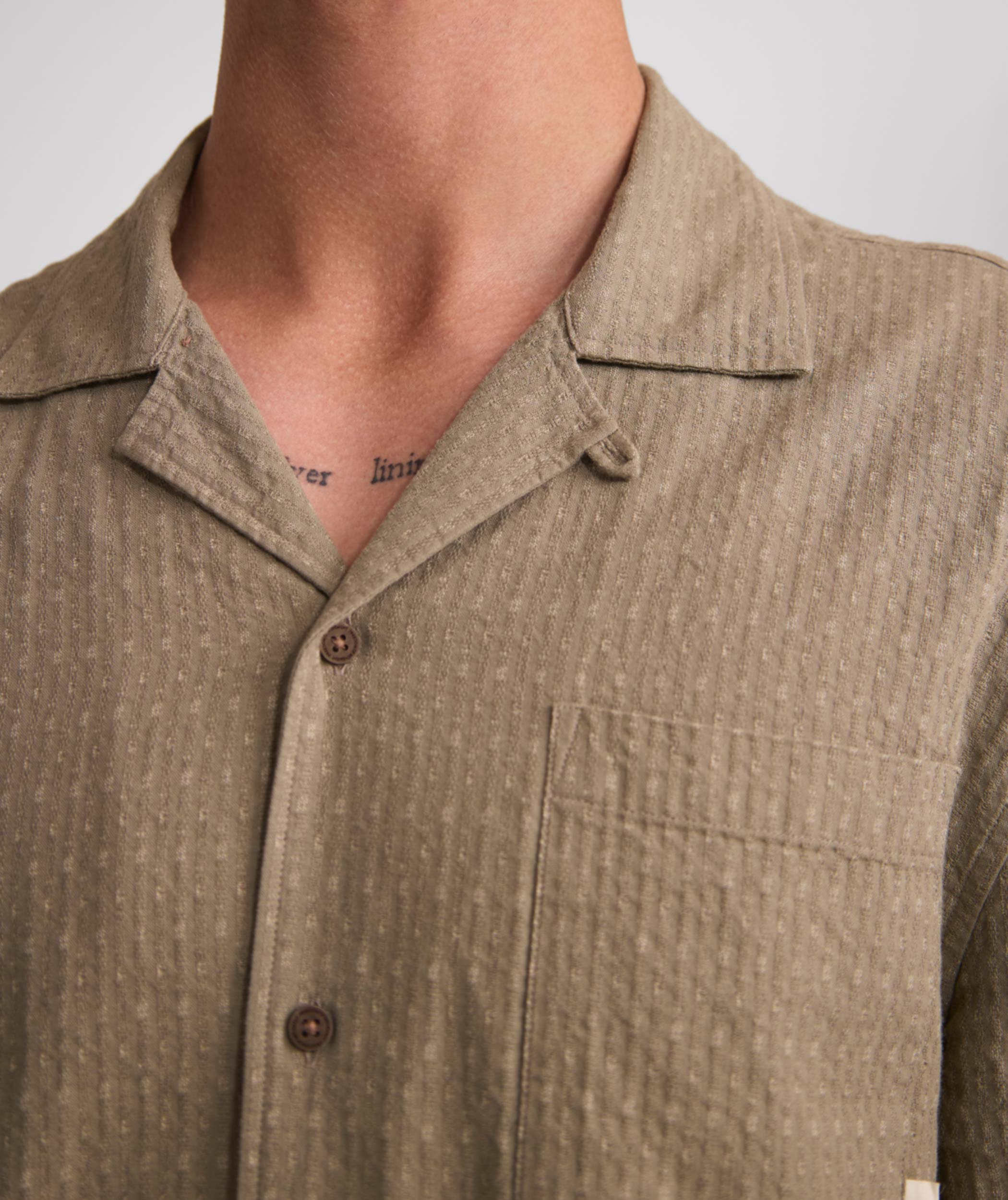 Mens Short Sleeve Textured Pocket Shirt - Lichen Green