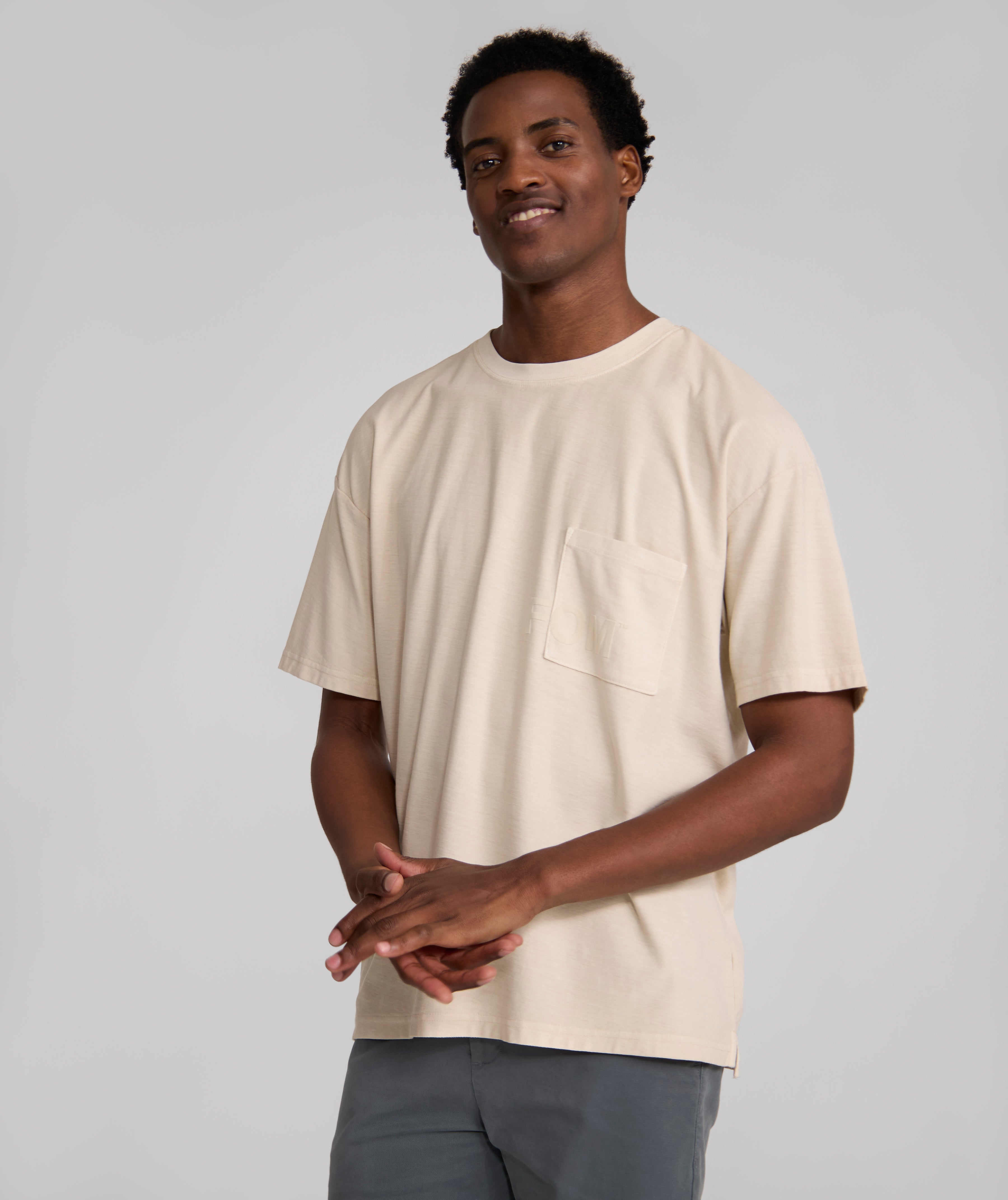 Mens Washed Pocket Tee - Sand