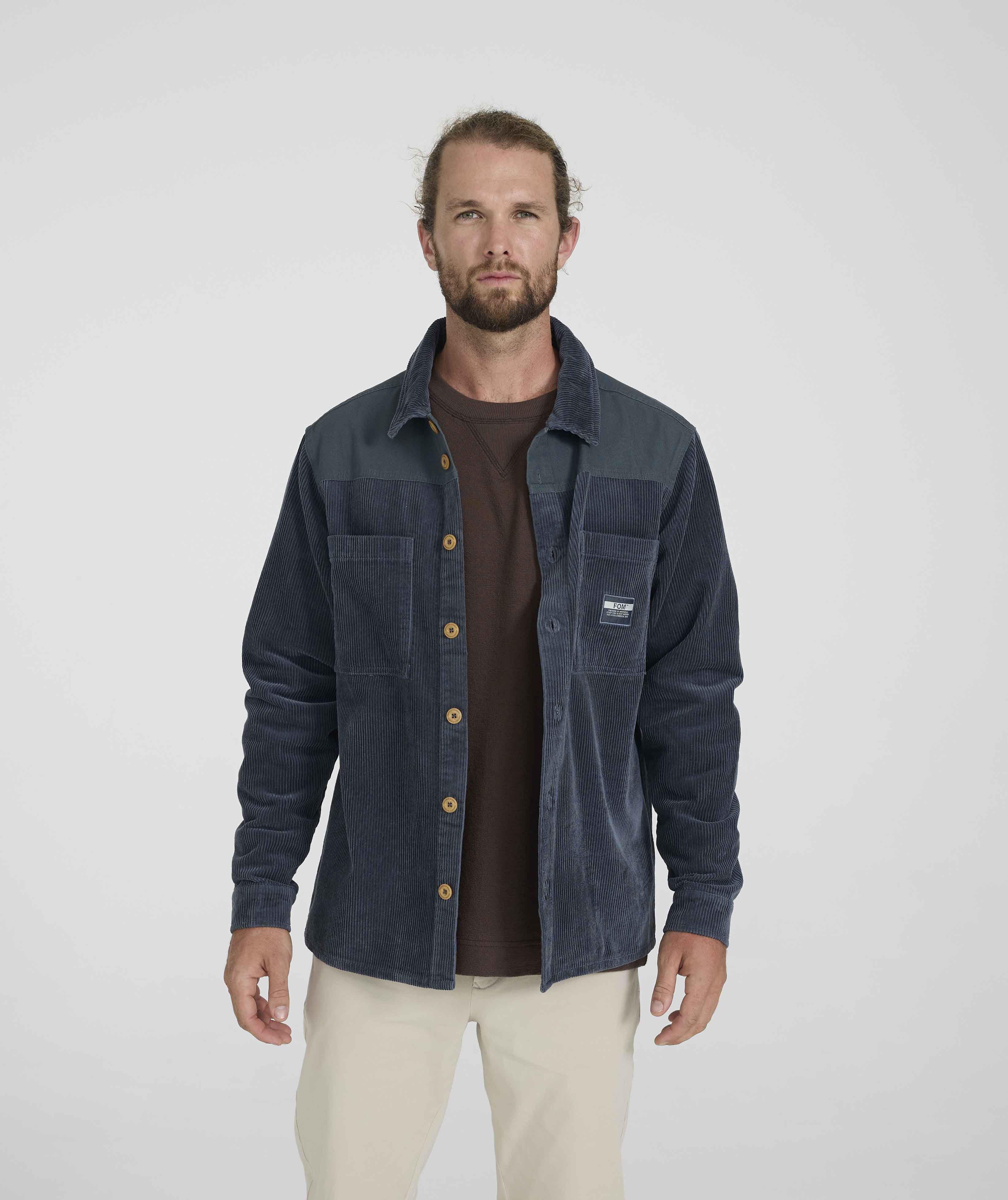 Mens Corduroy Overshirt - Slate Blue