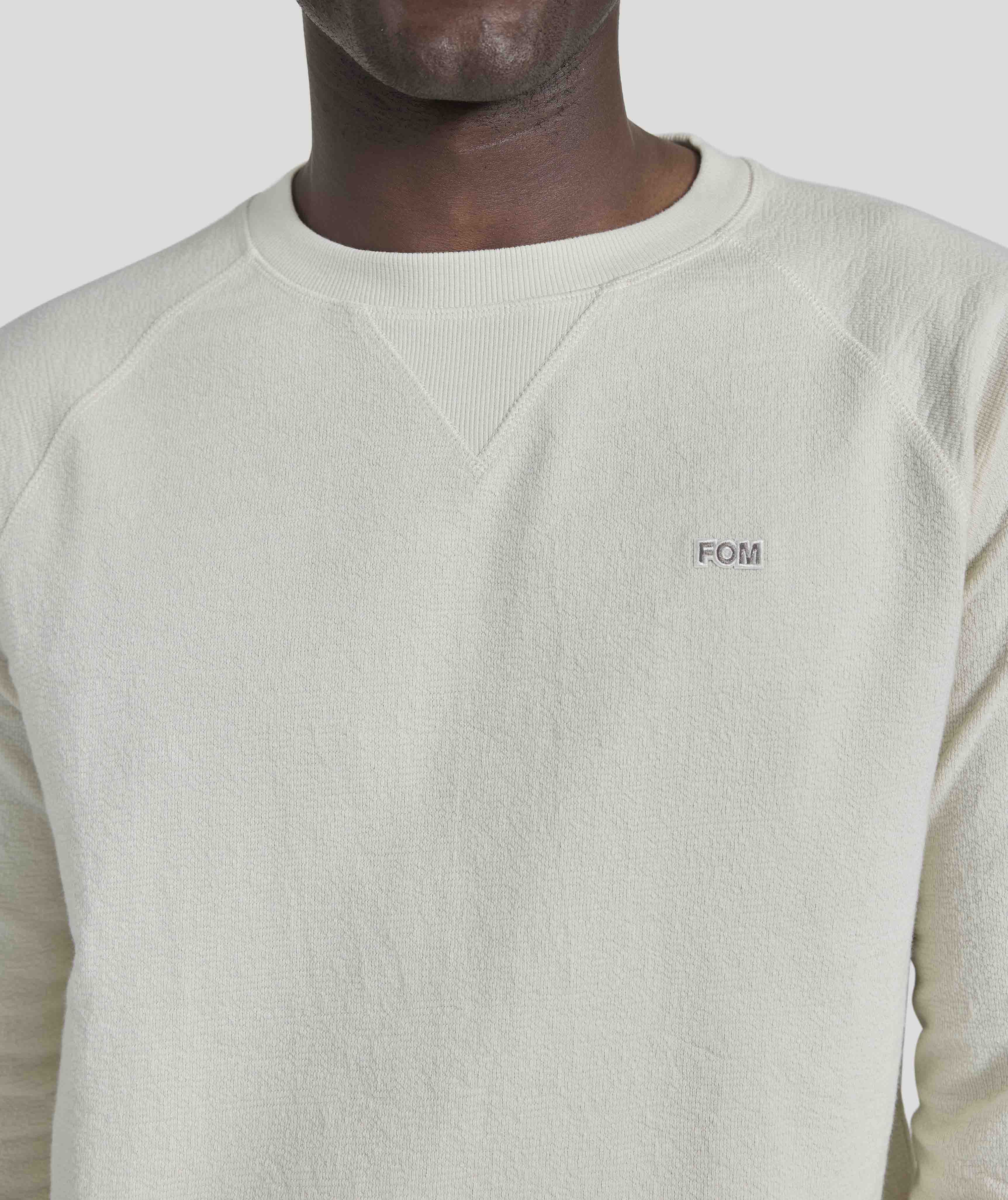 Mens Long Sleeve Textured Tee - Vintage White