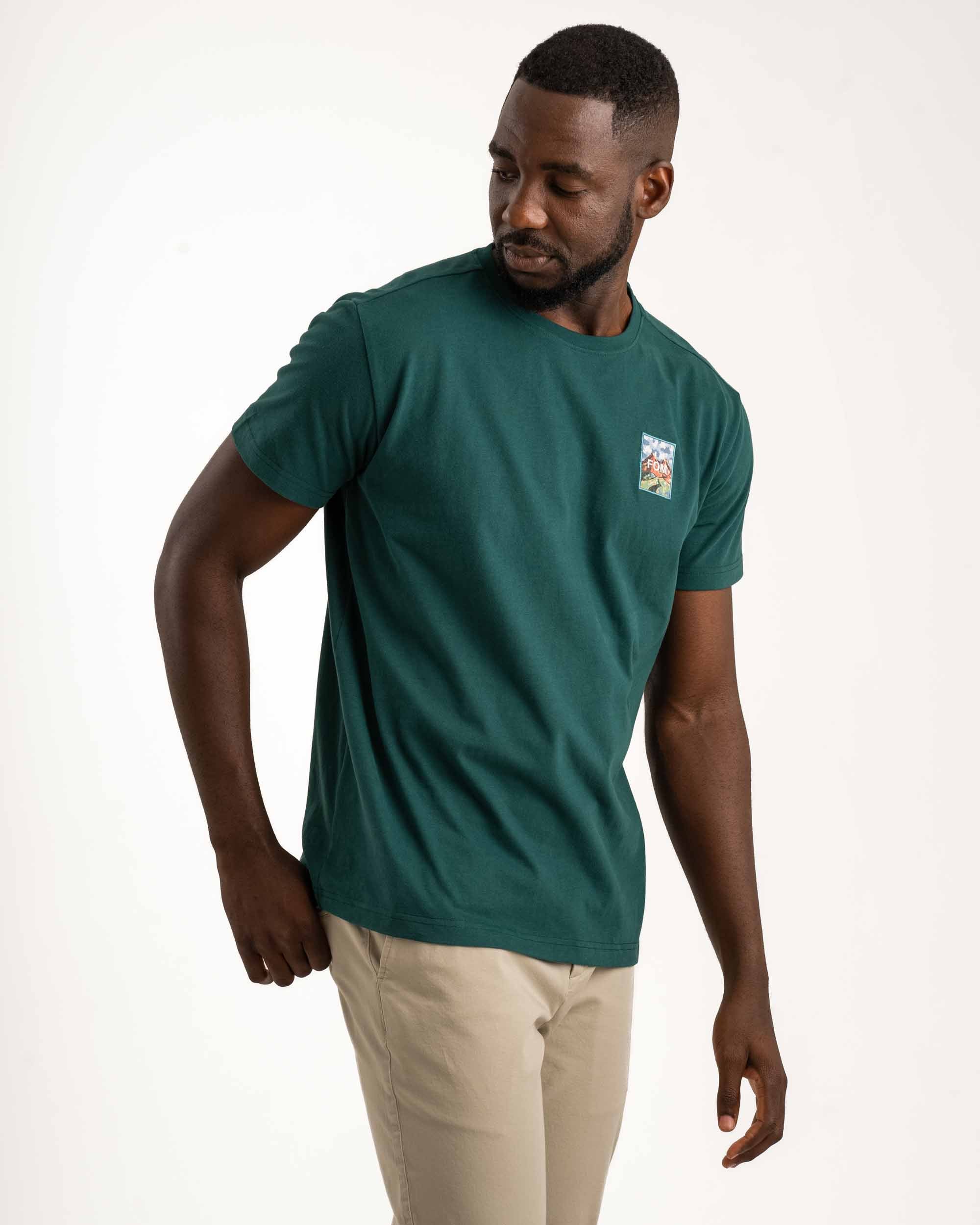 Mens Regular Fit Printed Tee - Forest Green