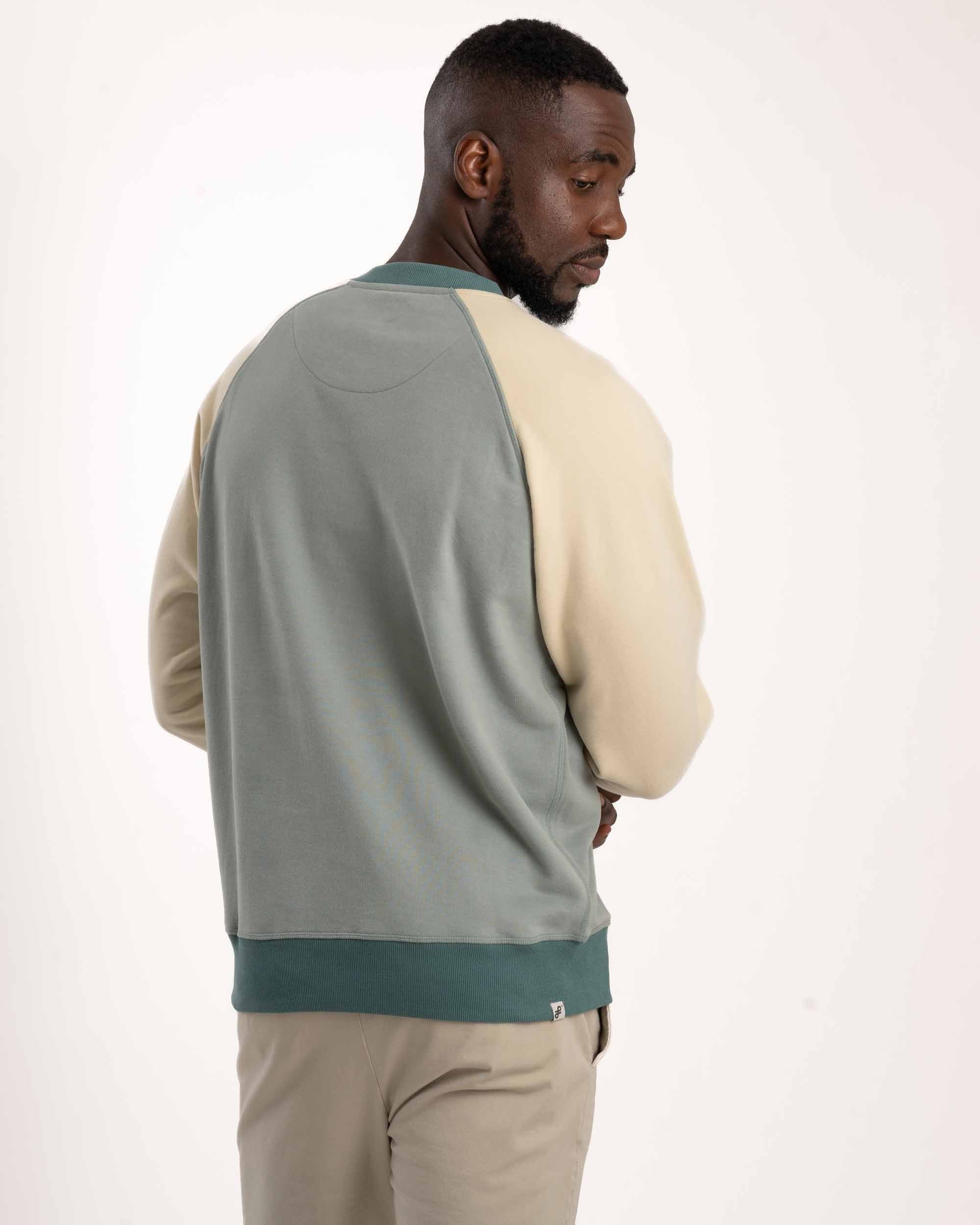 Mens Crew Neck Sweater - Blue Colour block