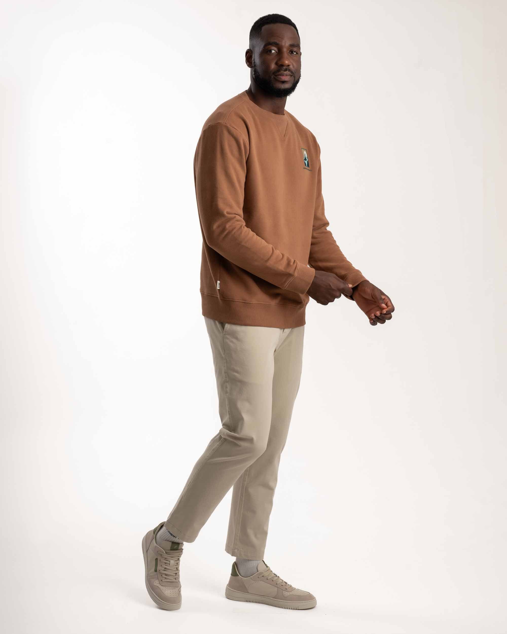 Mens Crew Neck Sweater - Caramel