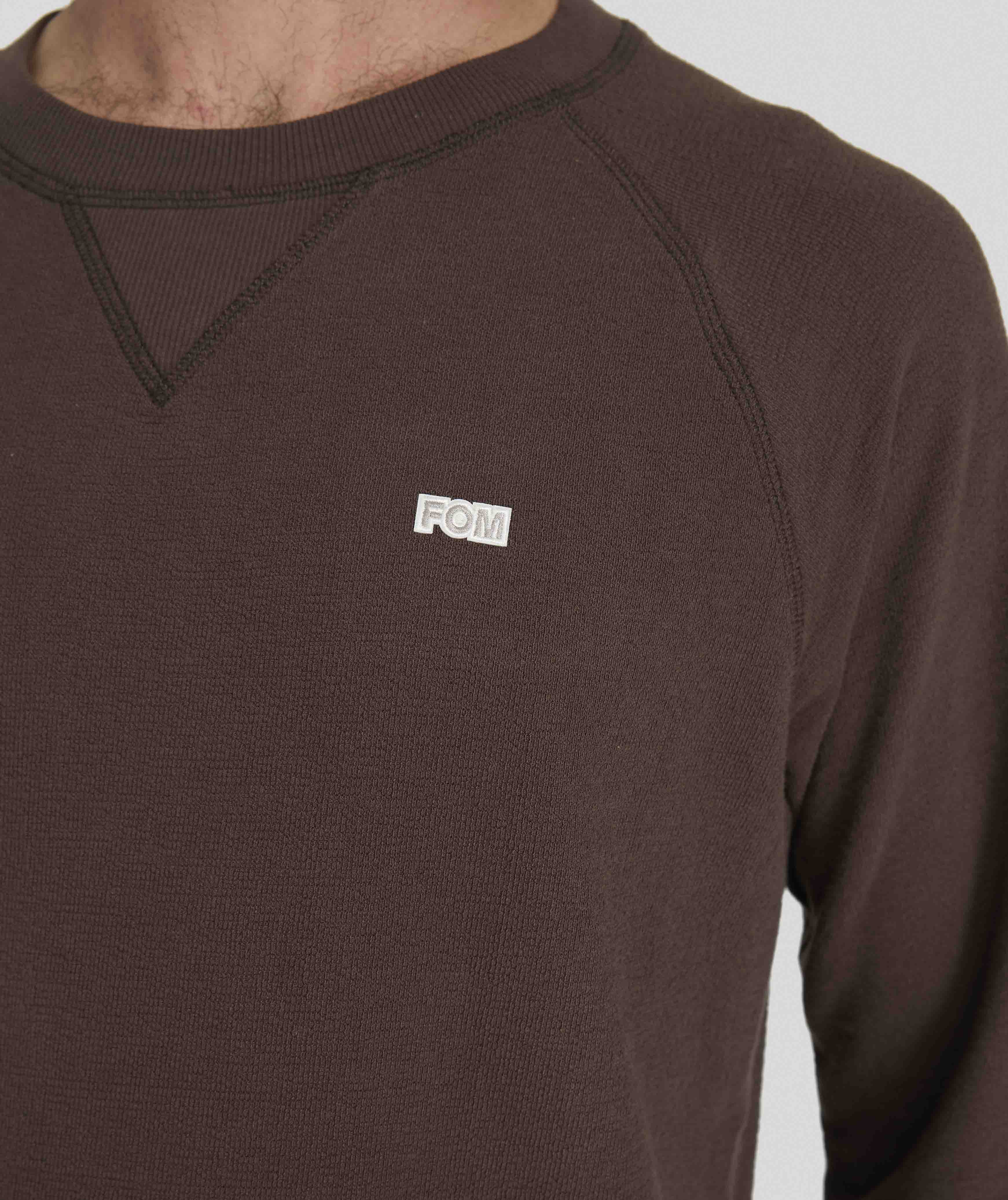 Mens Long Sleeve Textured Tee - Chocolate