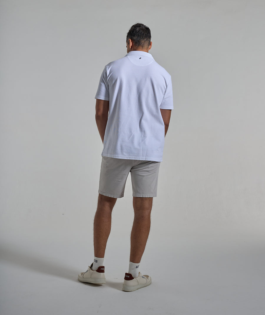Mens Johnny Collar Golfer - White