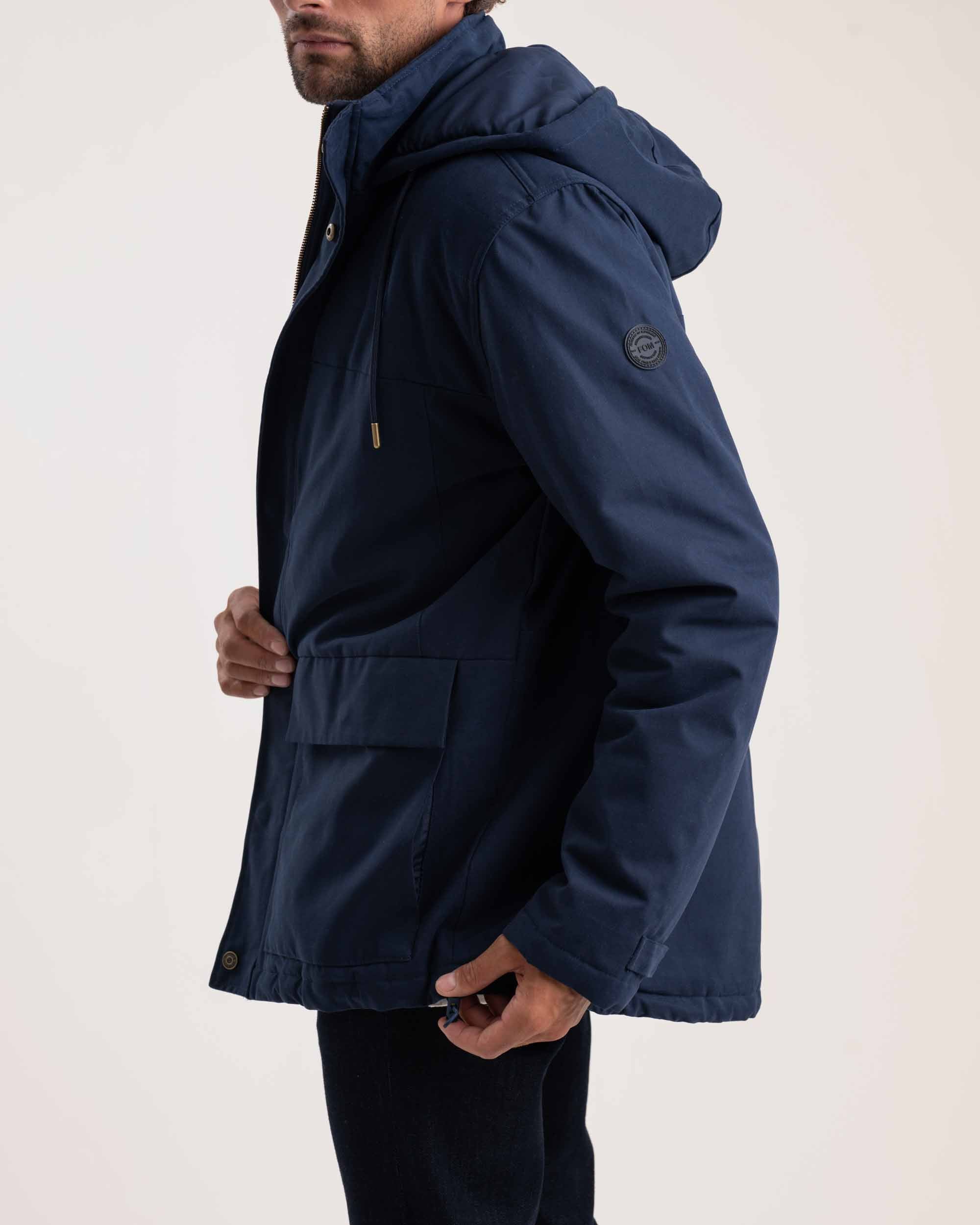 Mens Semi-Quilted Parka Jacket - Deep Ink