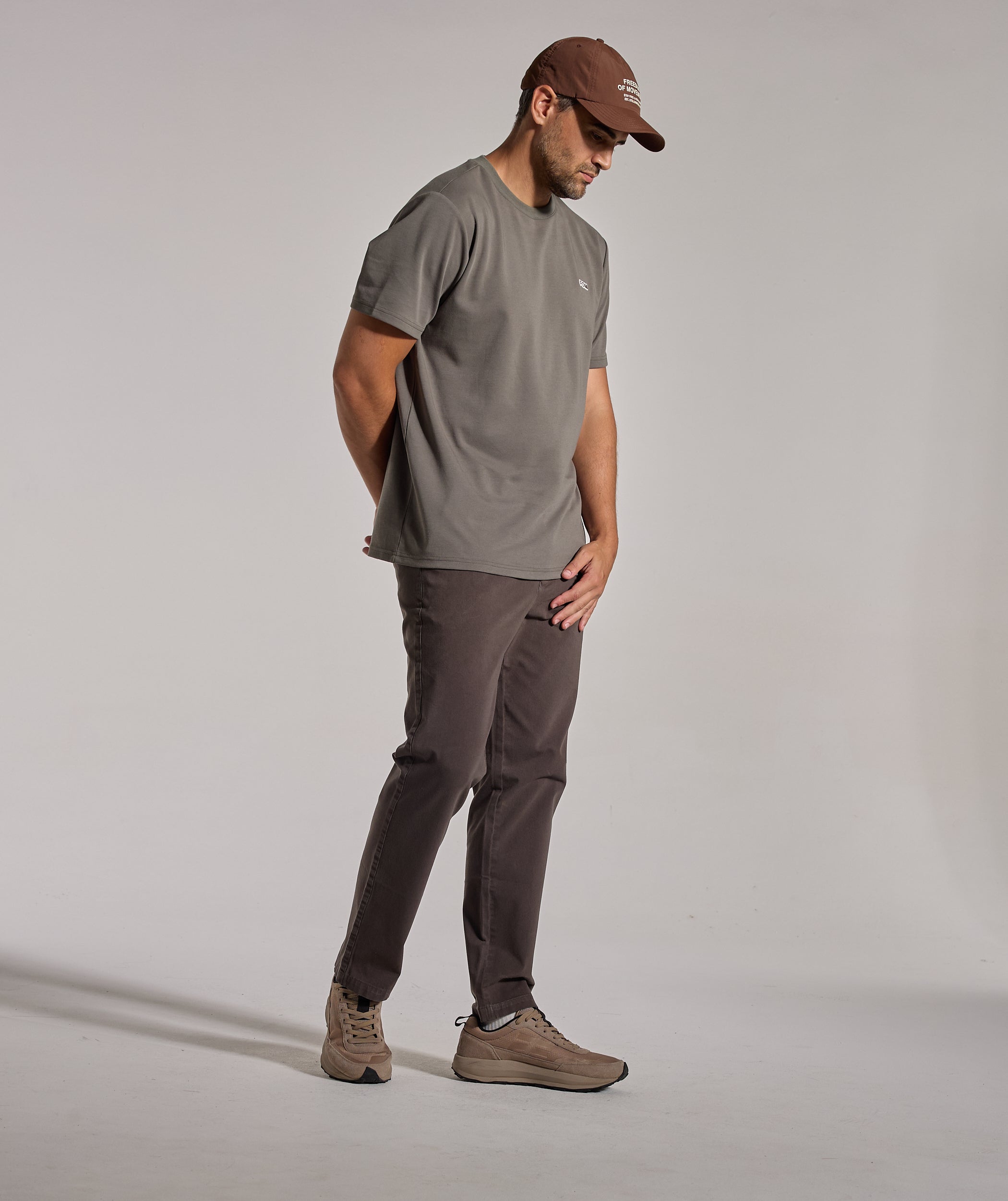 Mens Regular Fit Cotton Twill Chino - Charcoal