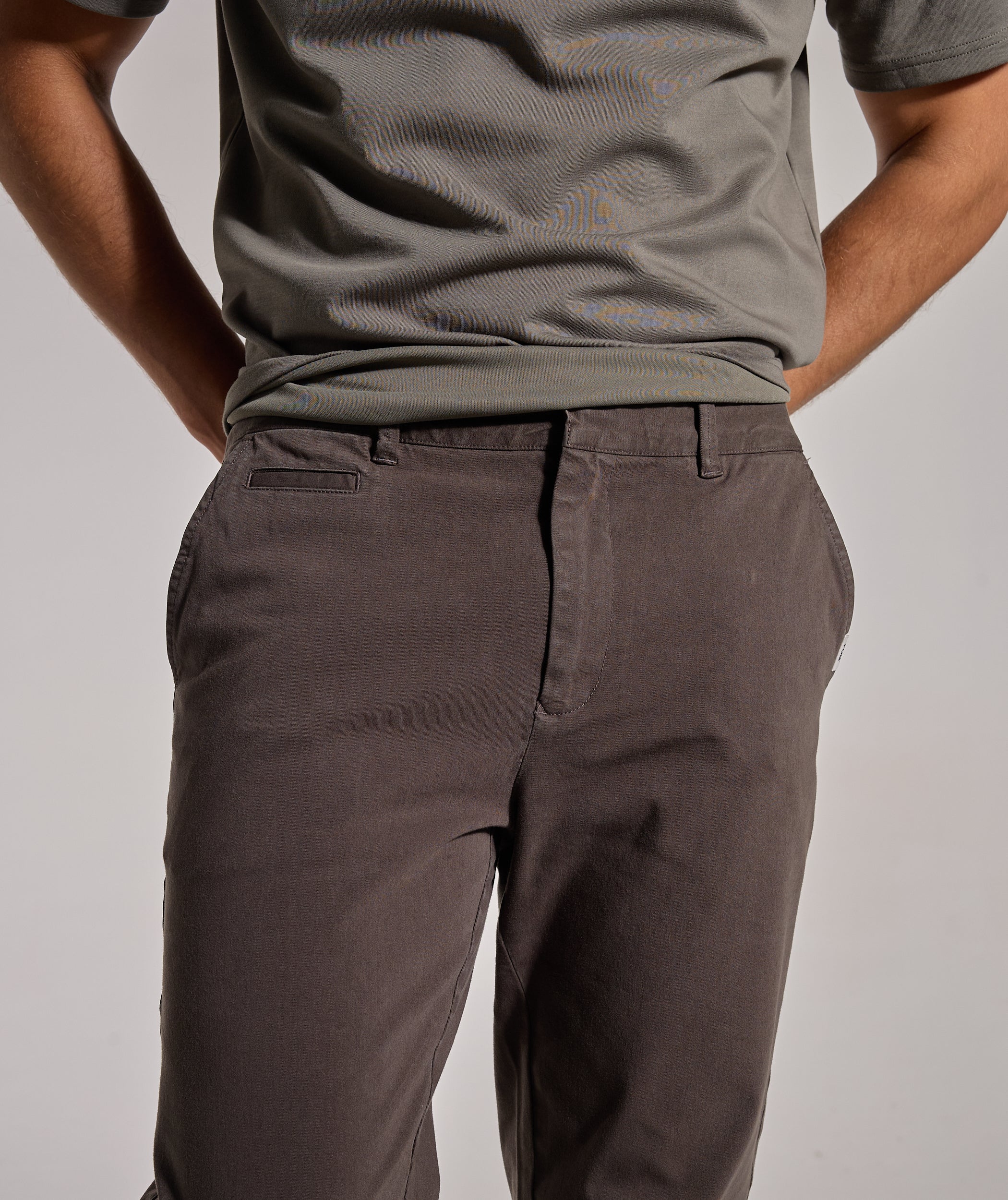 Mens Regular Fit Cotton Twill Chino - Charcoal
