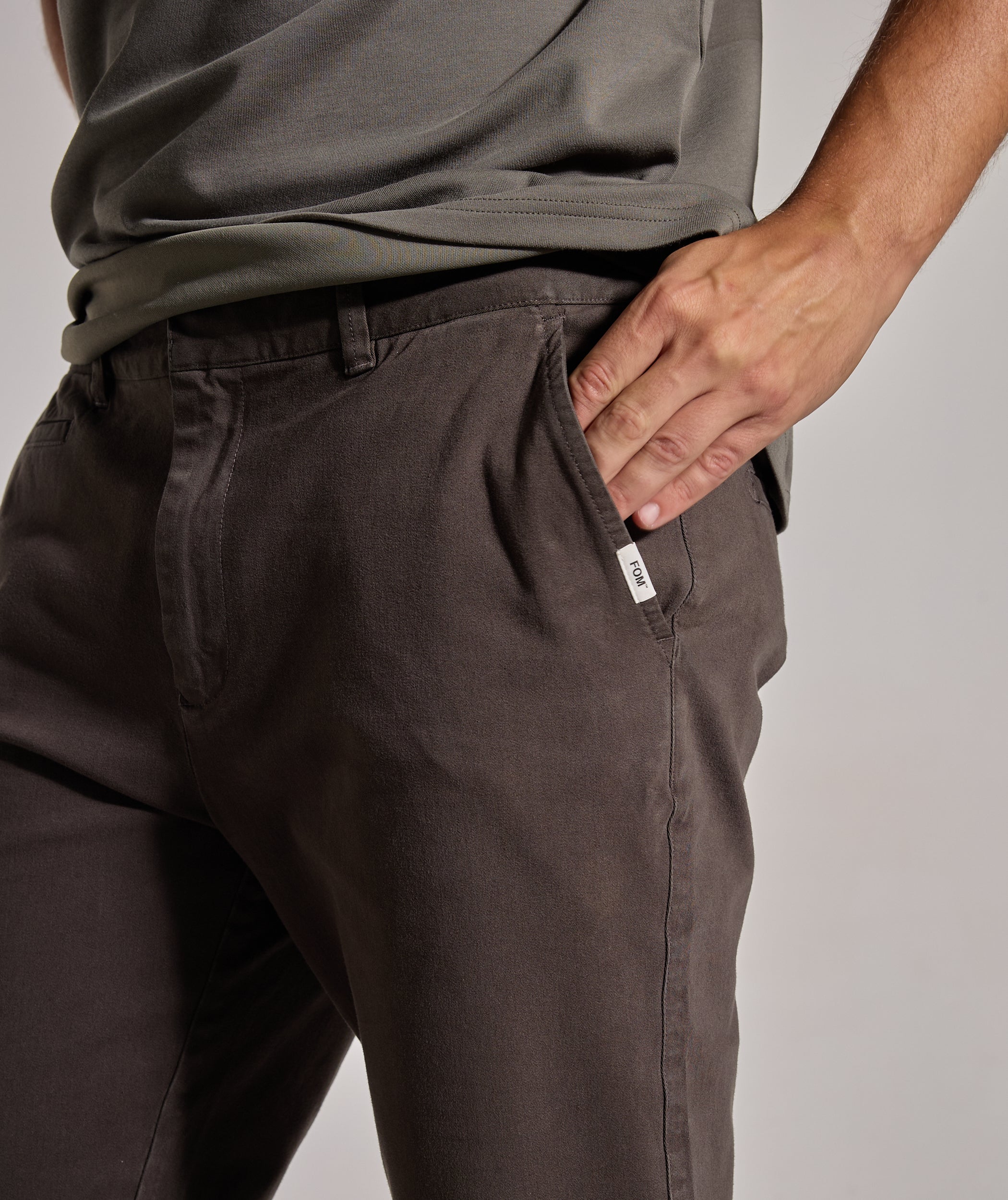 Mens Regular Fit Cotton Twill Chino - Charcoal