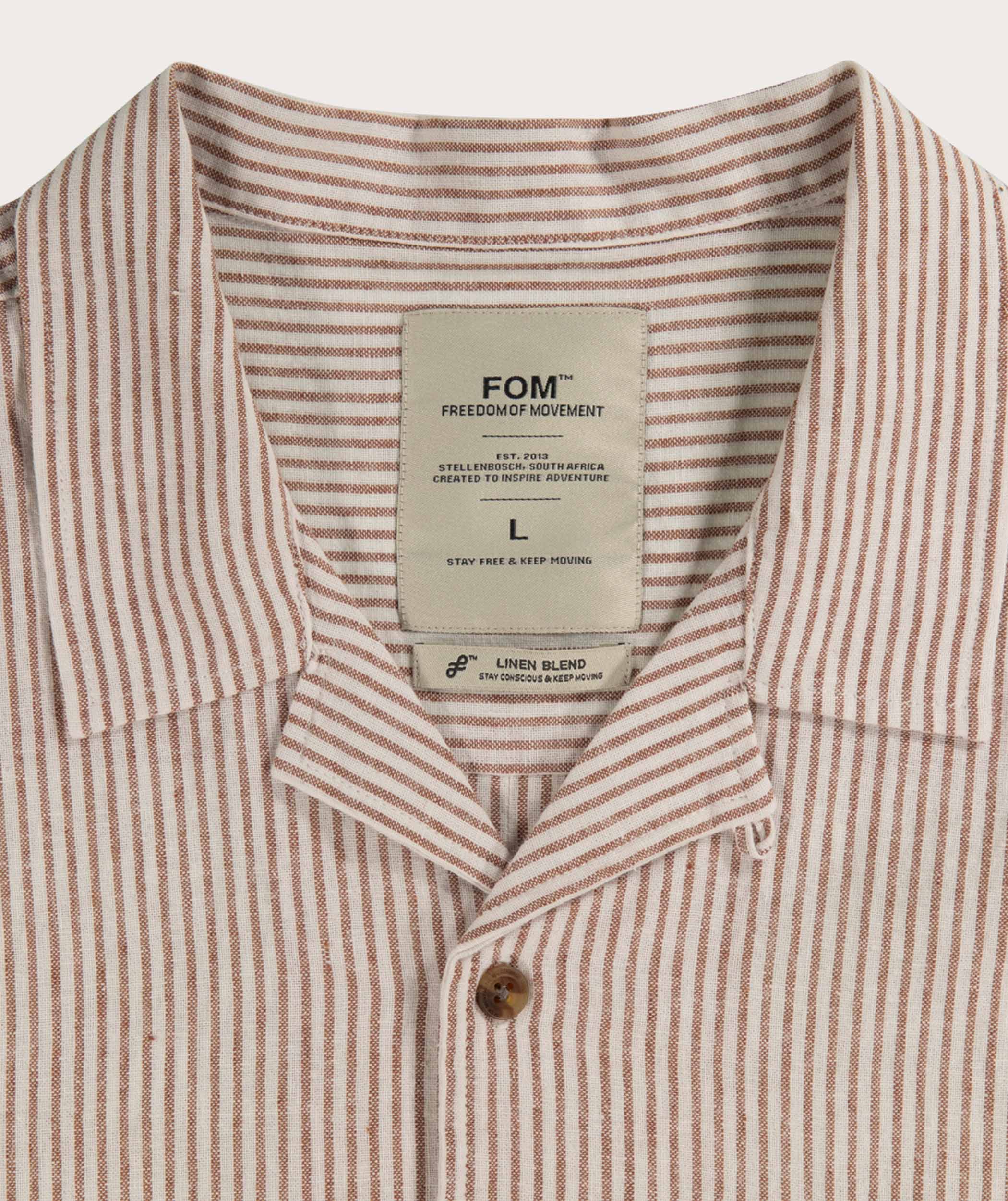Men's Camp Collar Short Sleeve Shirt - Rust Stripe