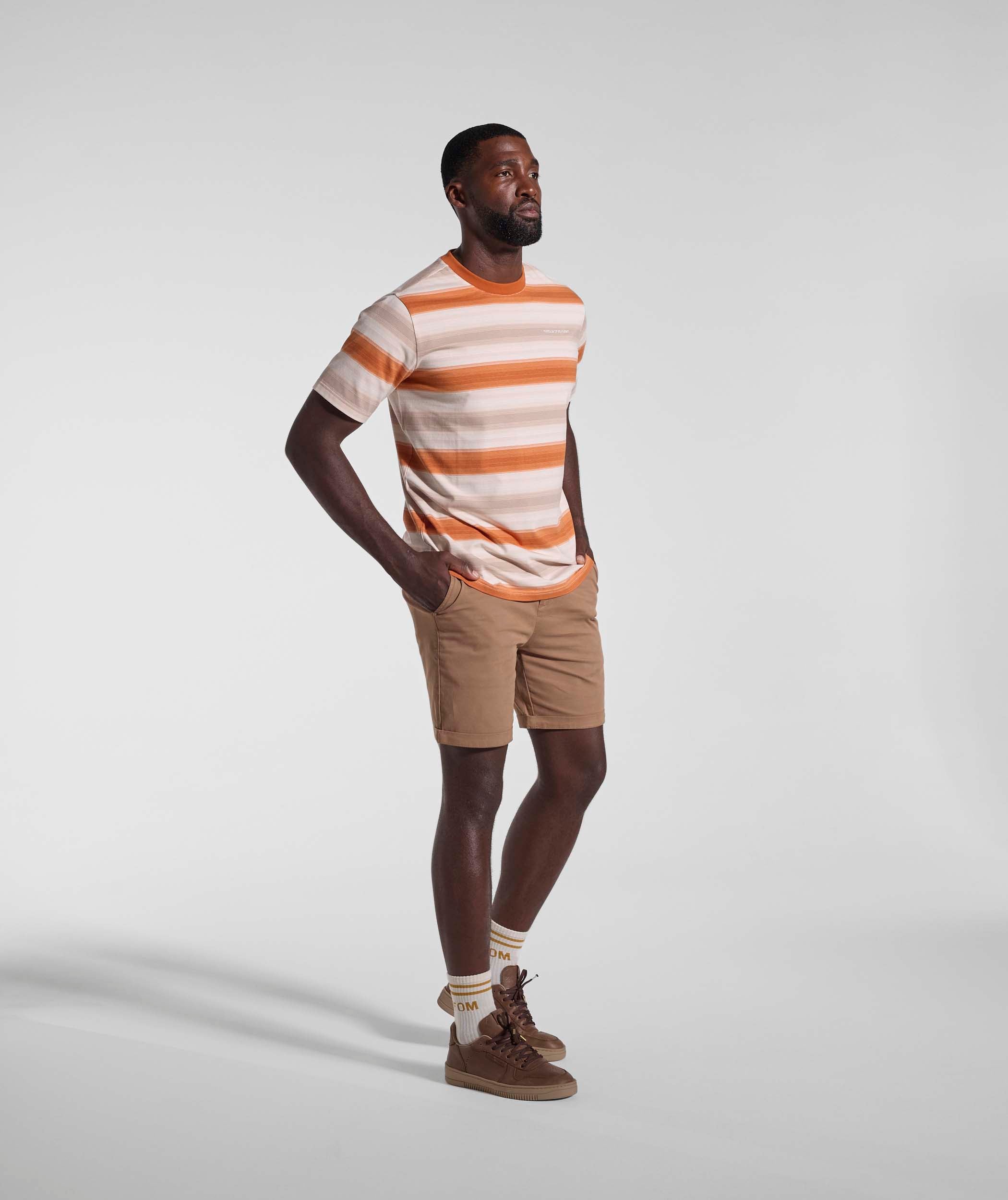 Mens Striped Regular Tee - Umber