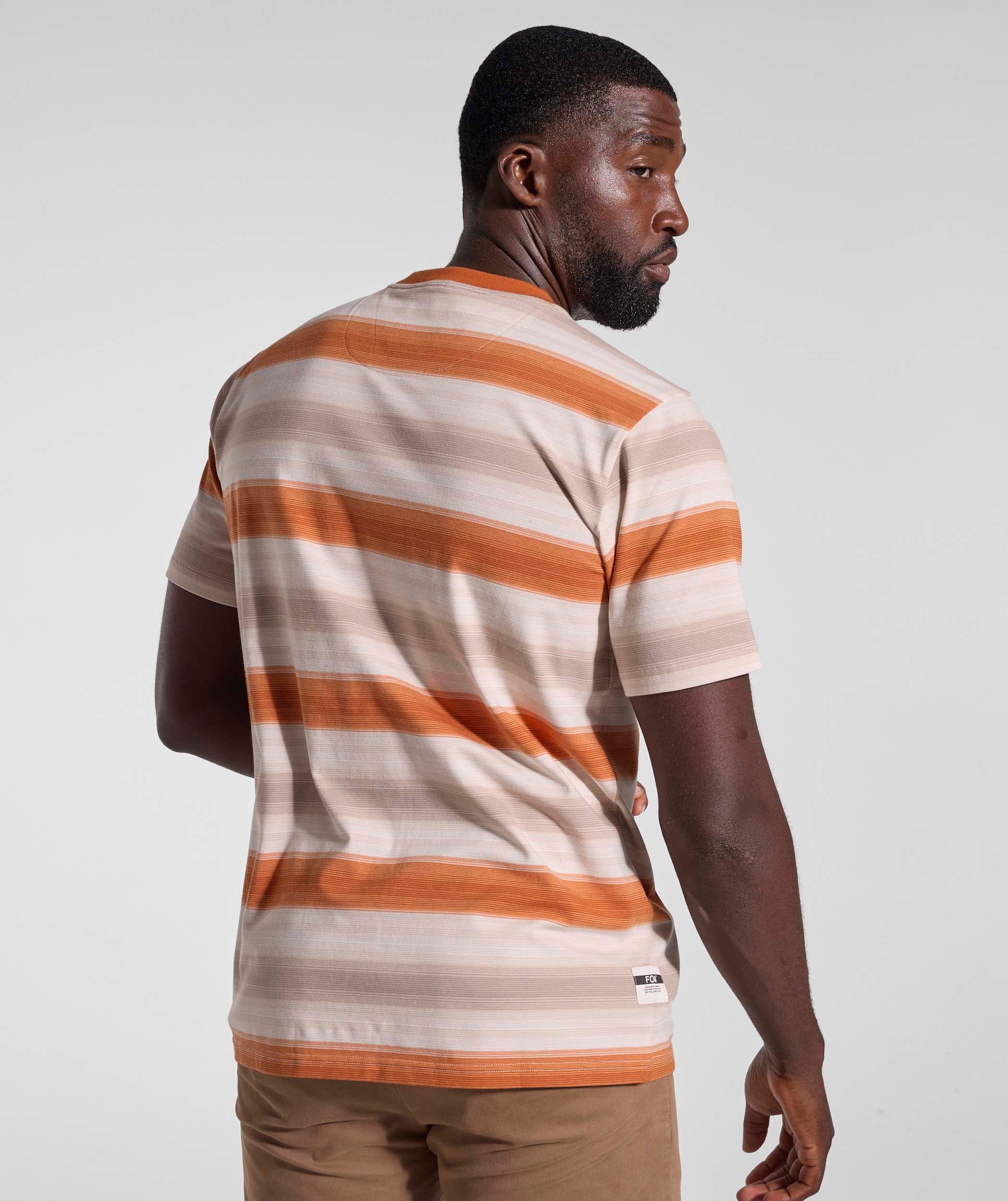 Mens Striped Regular Tee - Umber