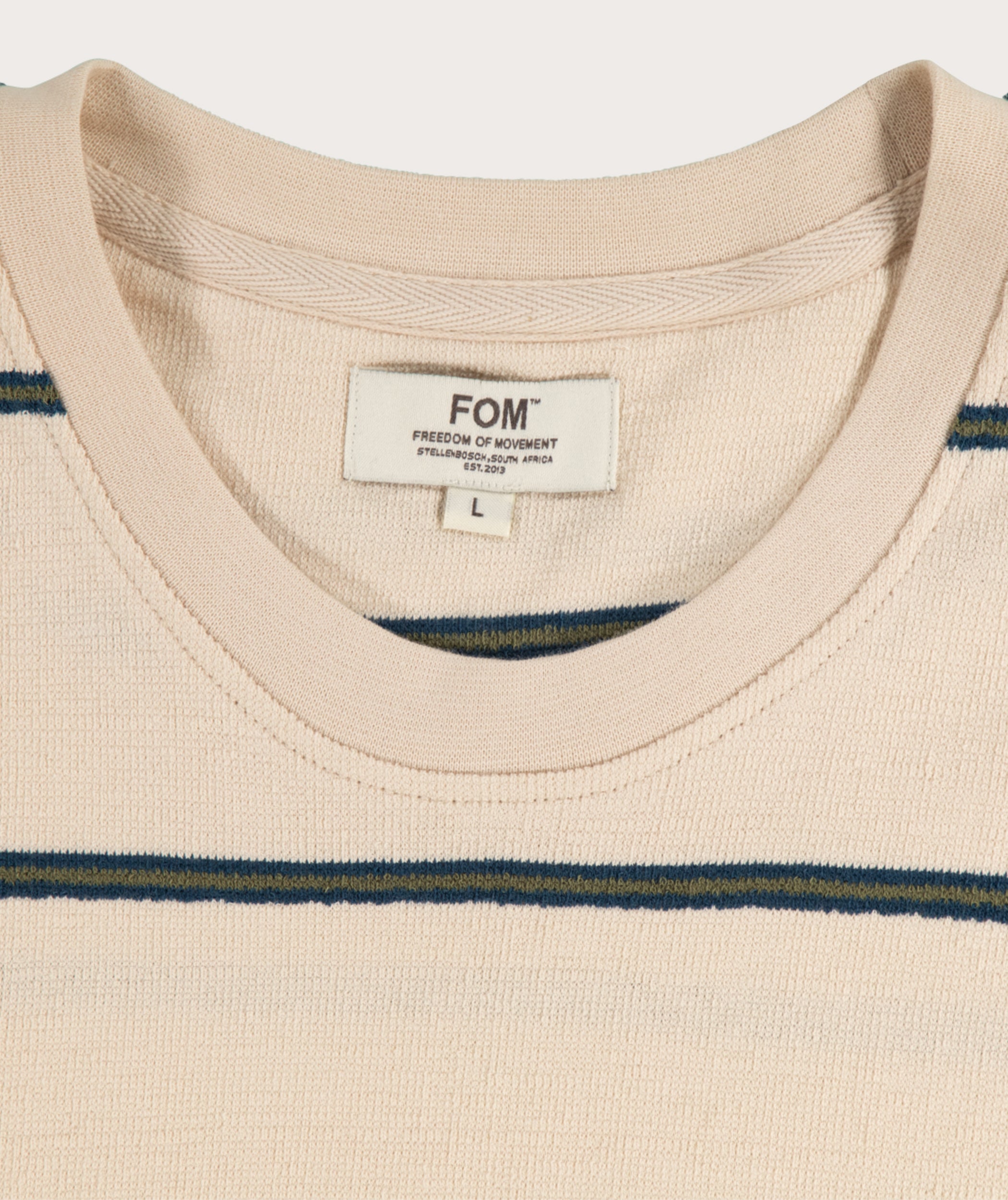 Mens Relaxed Interest Tee - Ecru Stripe