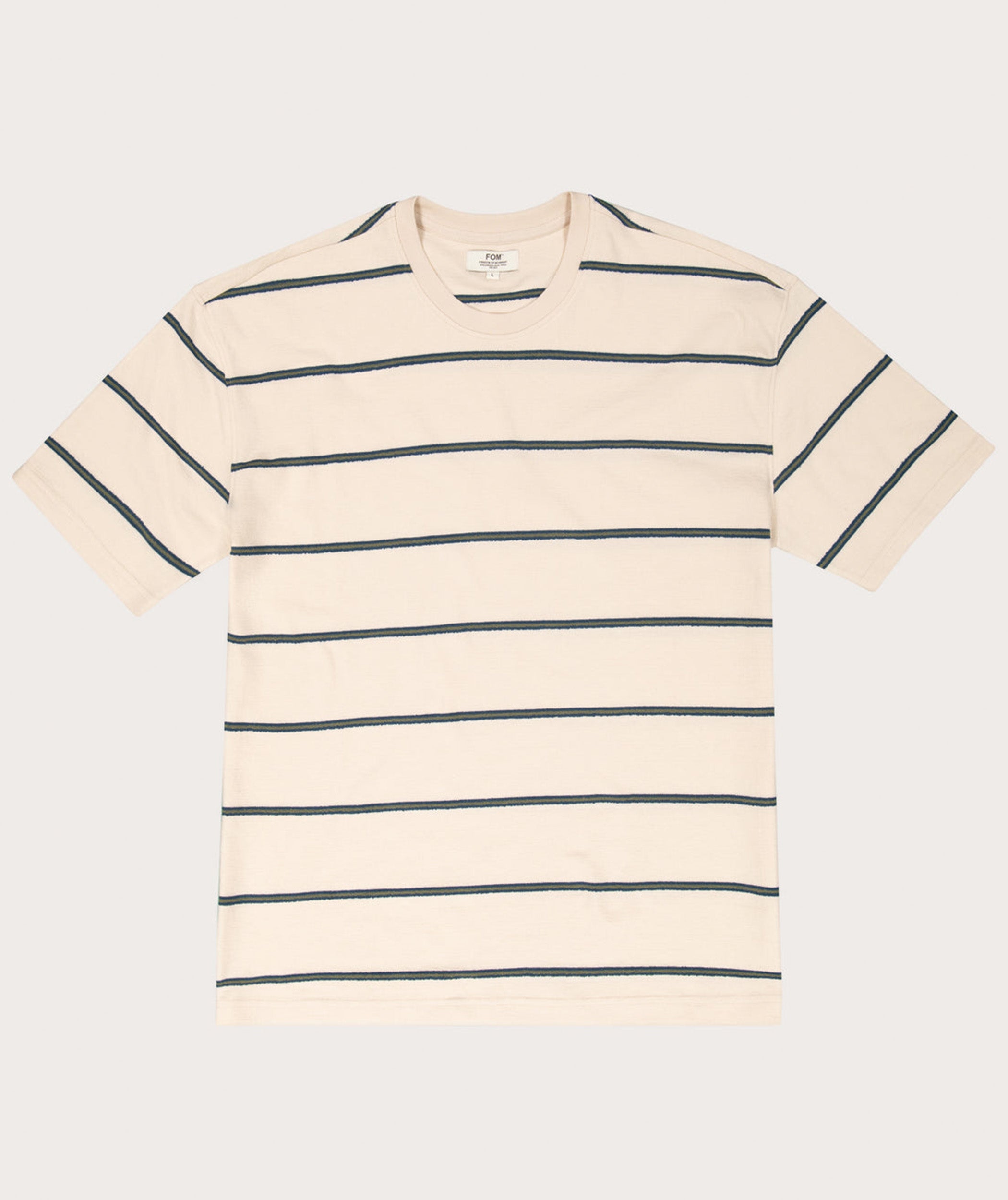 Mens Relaxed Interest Tee - Ecru Stripe