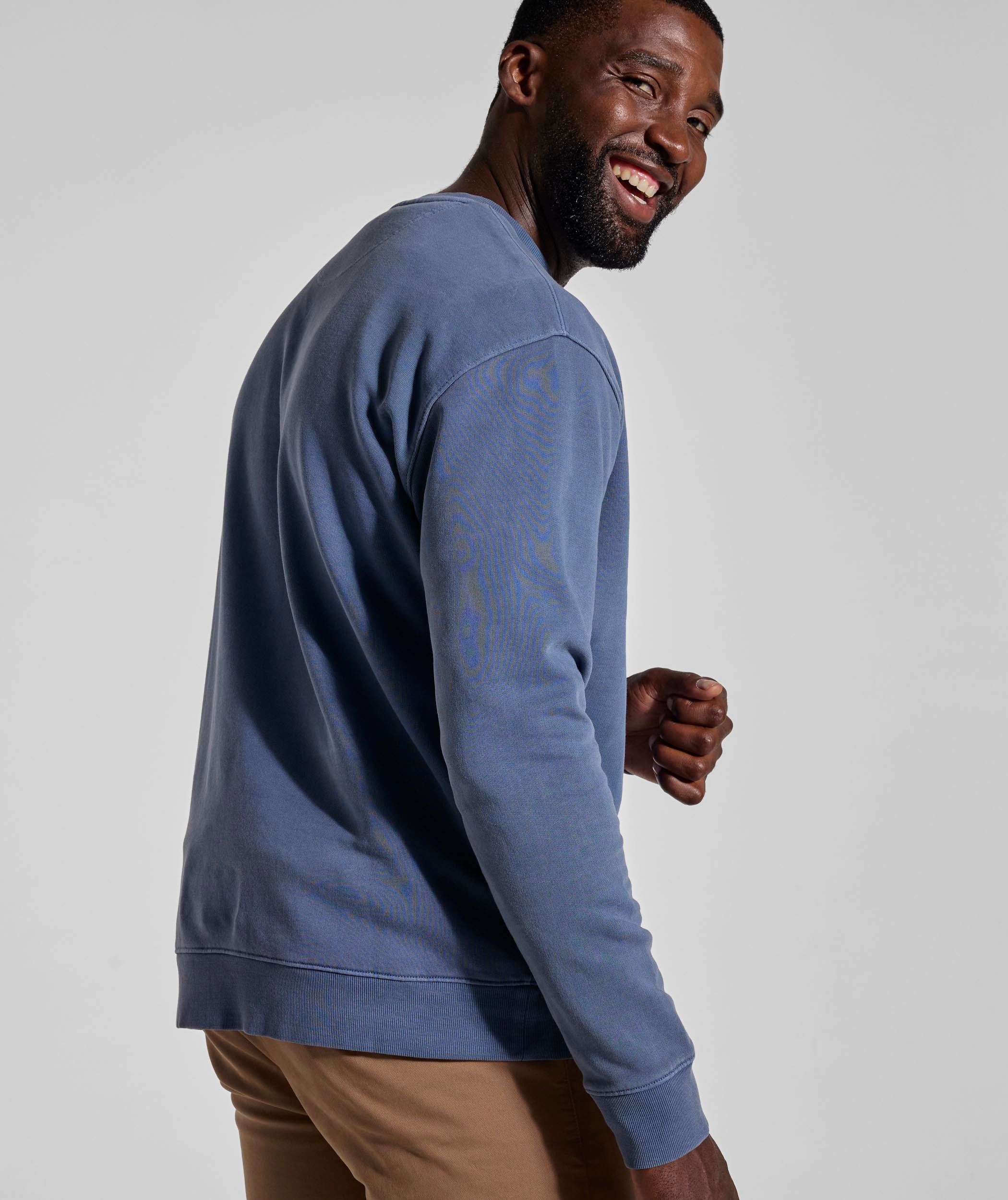 Mens Washed Crew Neck Sweater - Teal