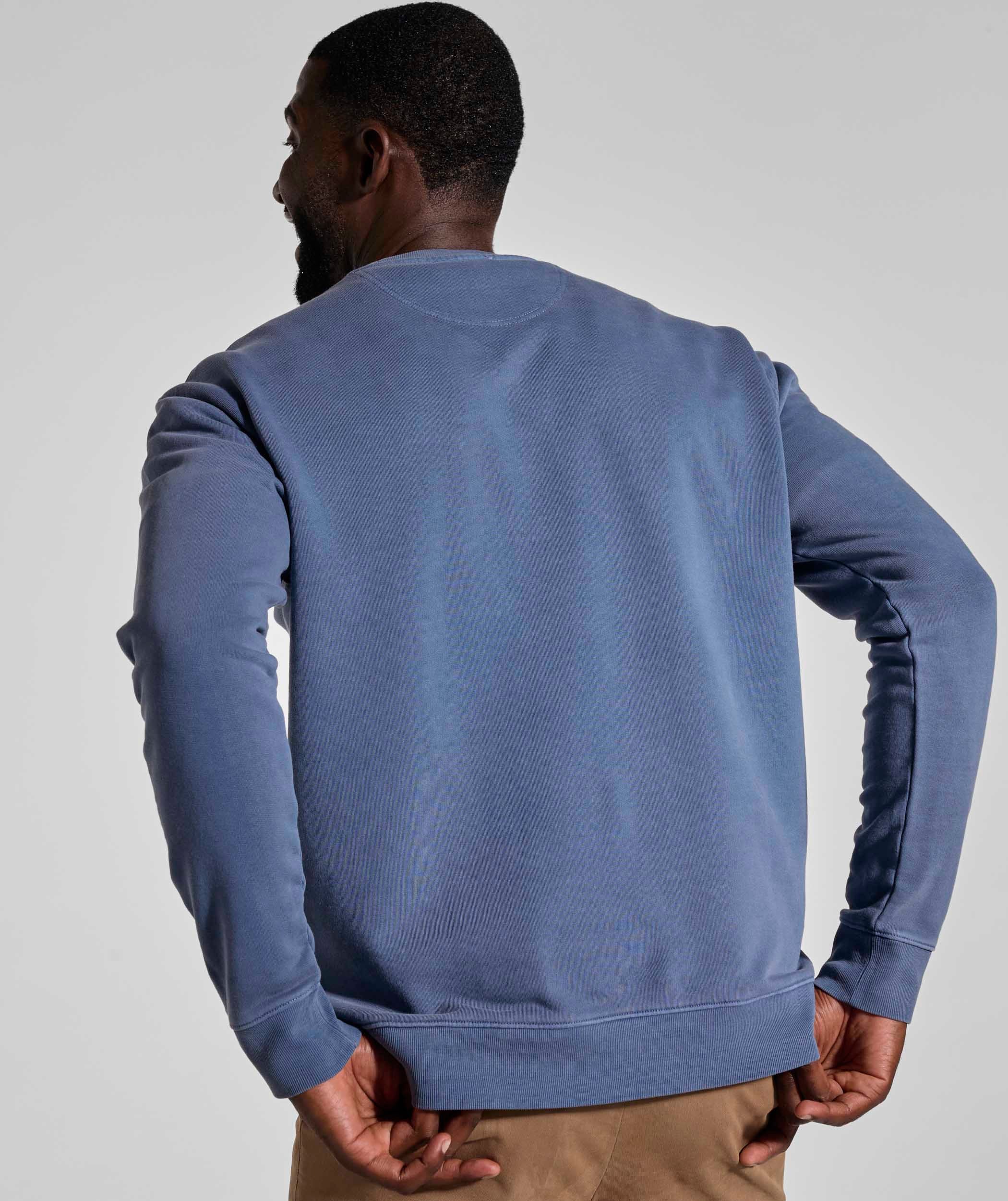 Mens Washed Crew Neck Sweater - Teal