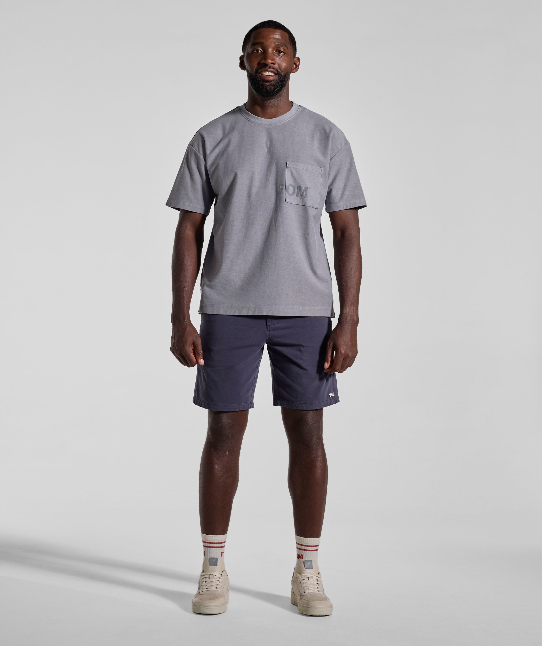 Mens Washed Pocket Relaxed Tee - Cement