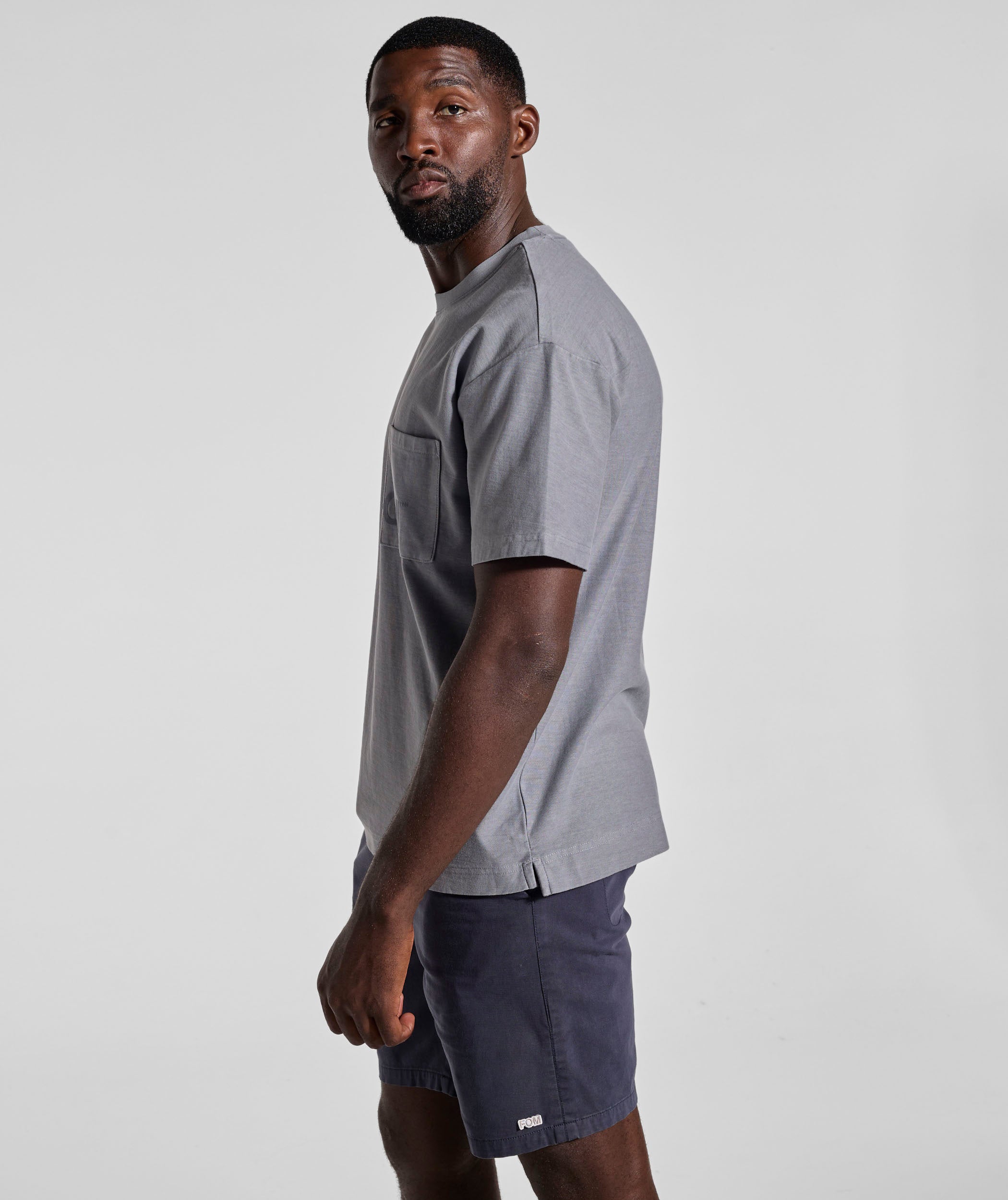 Mens Washed Pocket Relaxed Tee - Cement