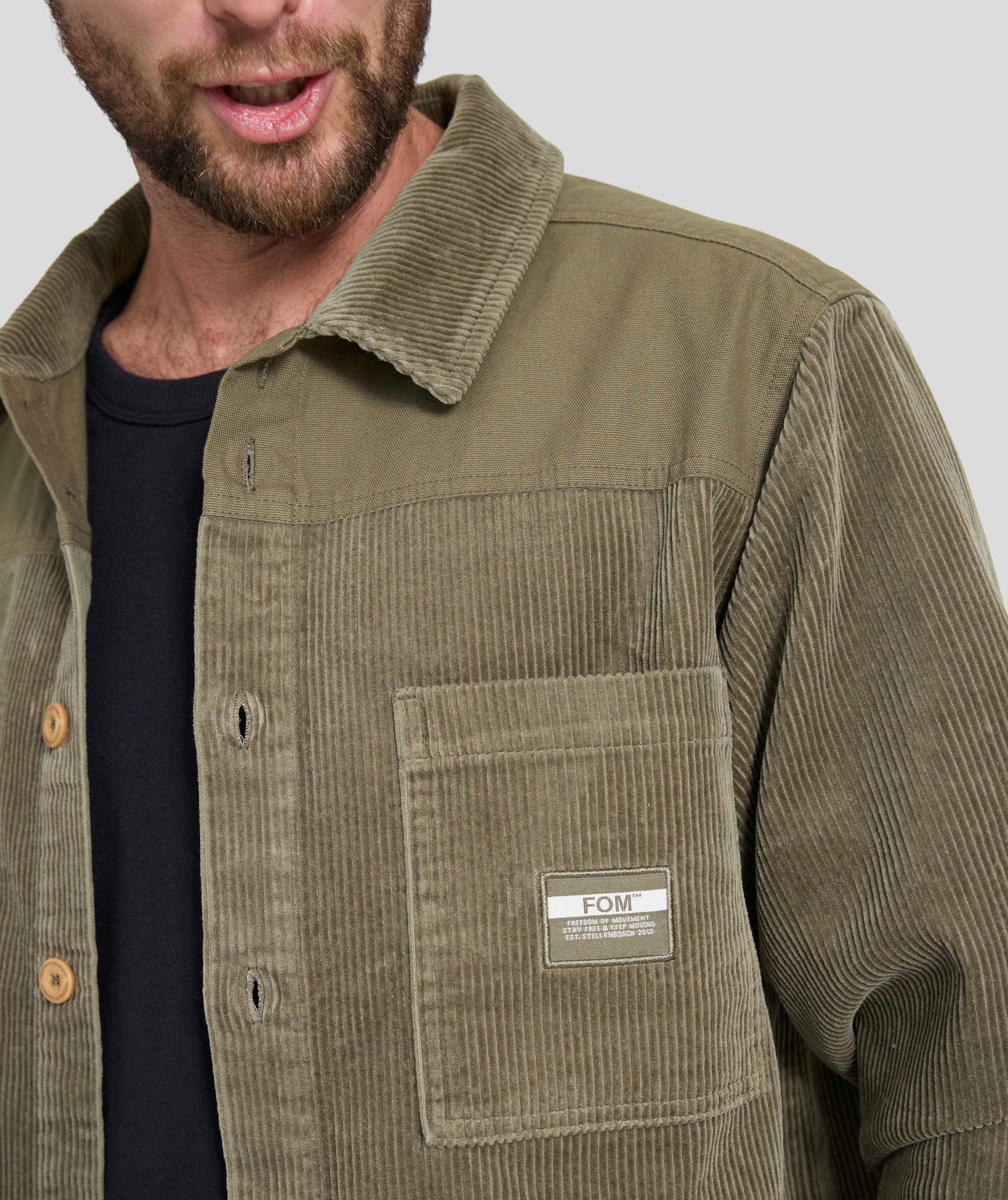 Mens Corduroy Overshirt - Olive Green