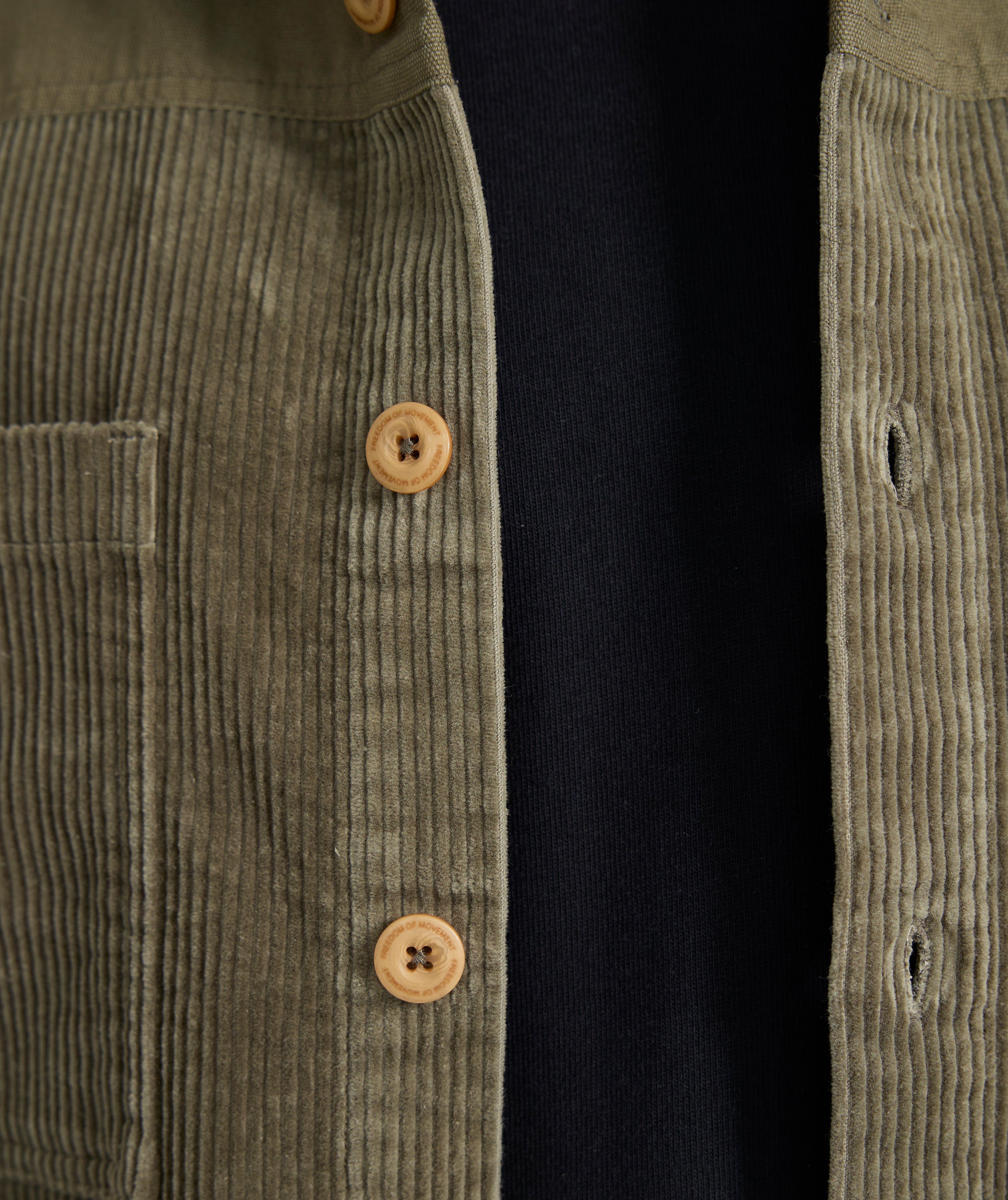 Mens Corduroy Overshirt - Olive Green