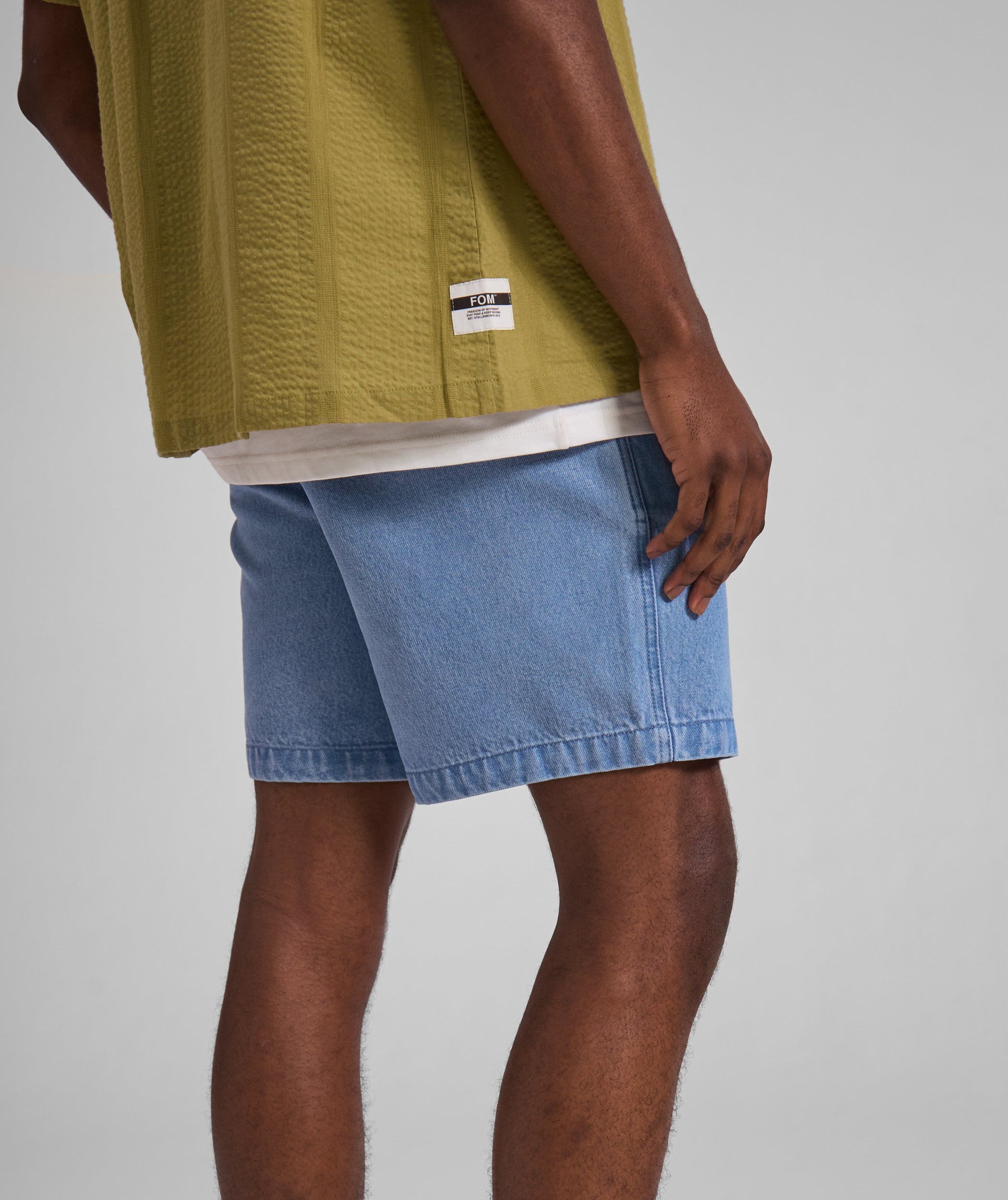 Mens Cotton Twill Shorts - Blue