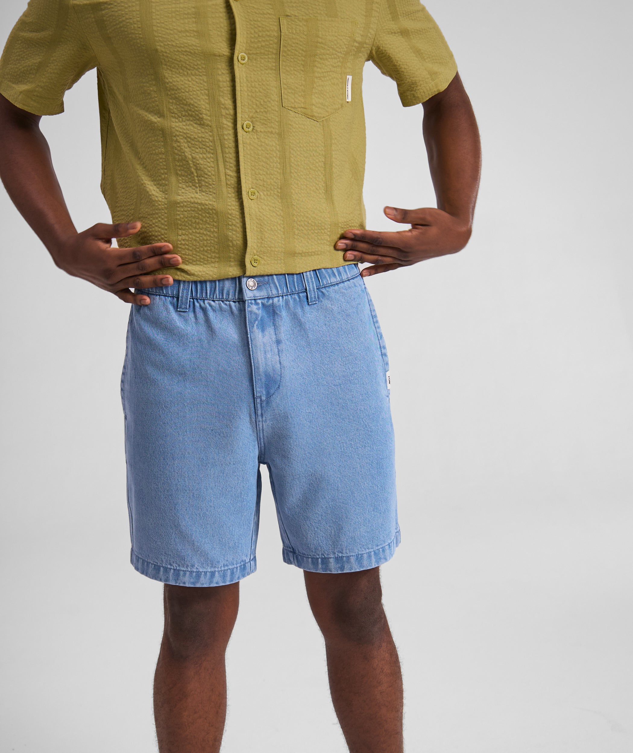 Mens Cotton Twill Shorts - Blue