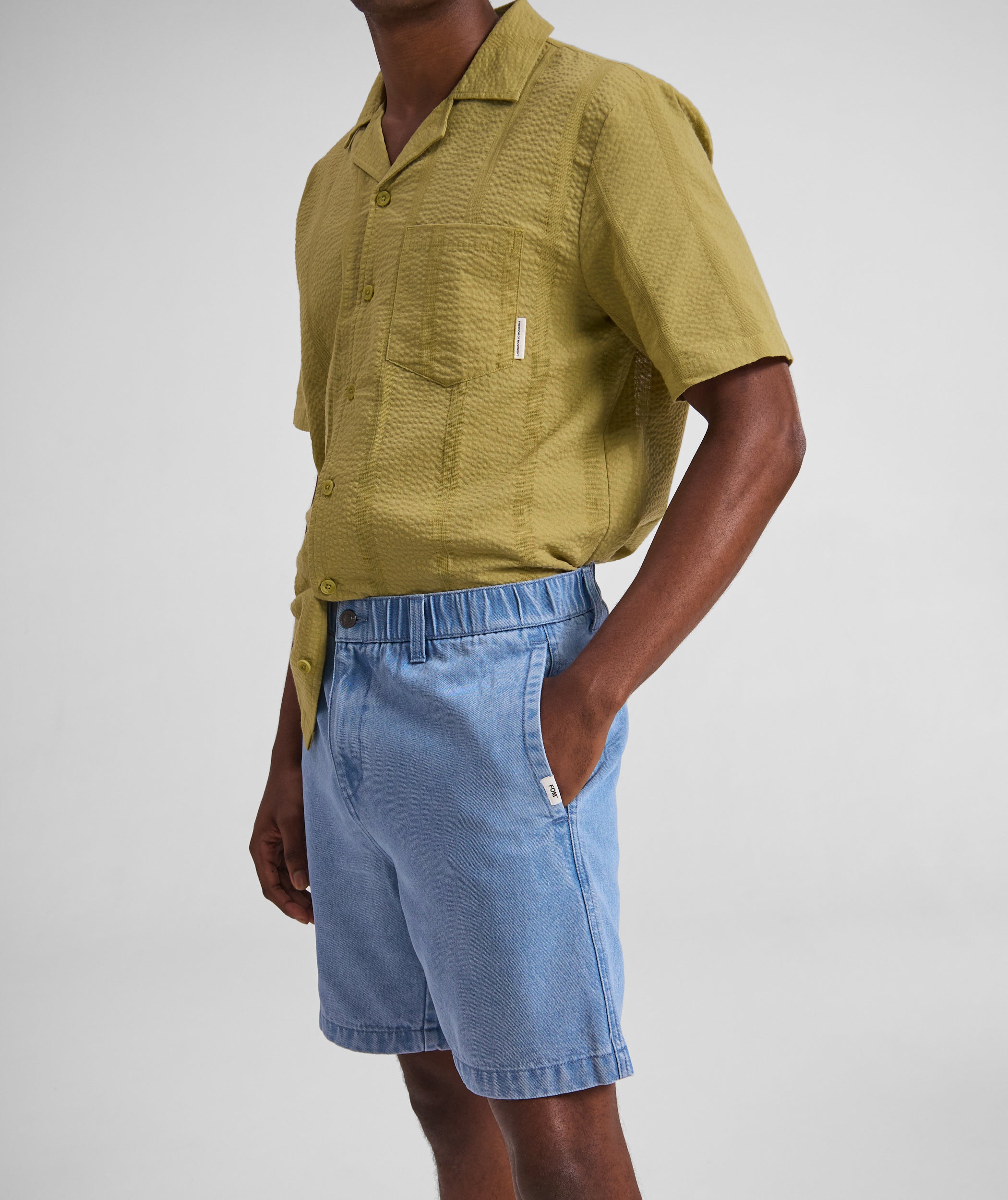 Mens Cotton Twill Shorts - Blue