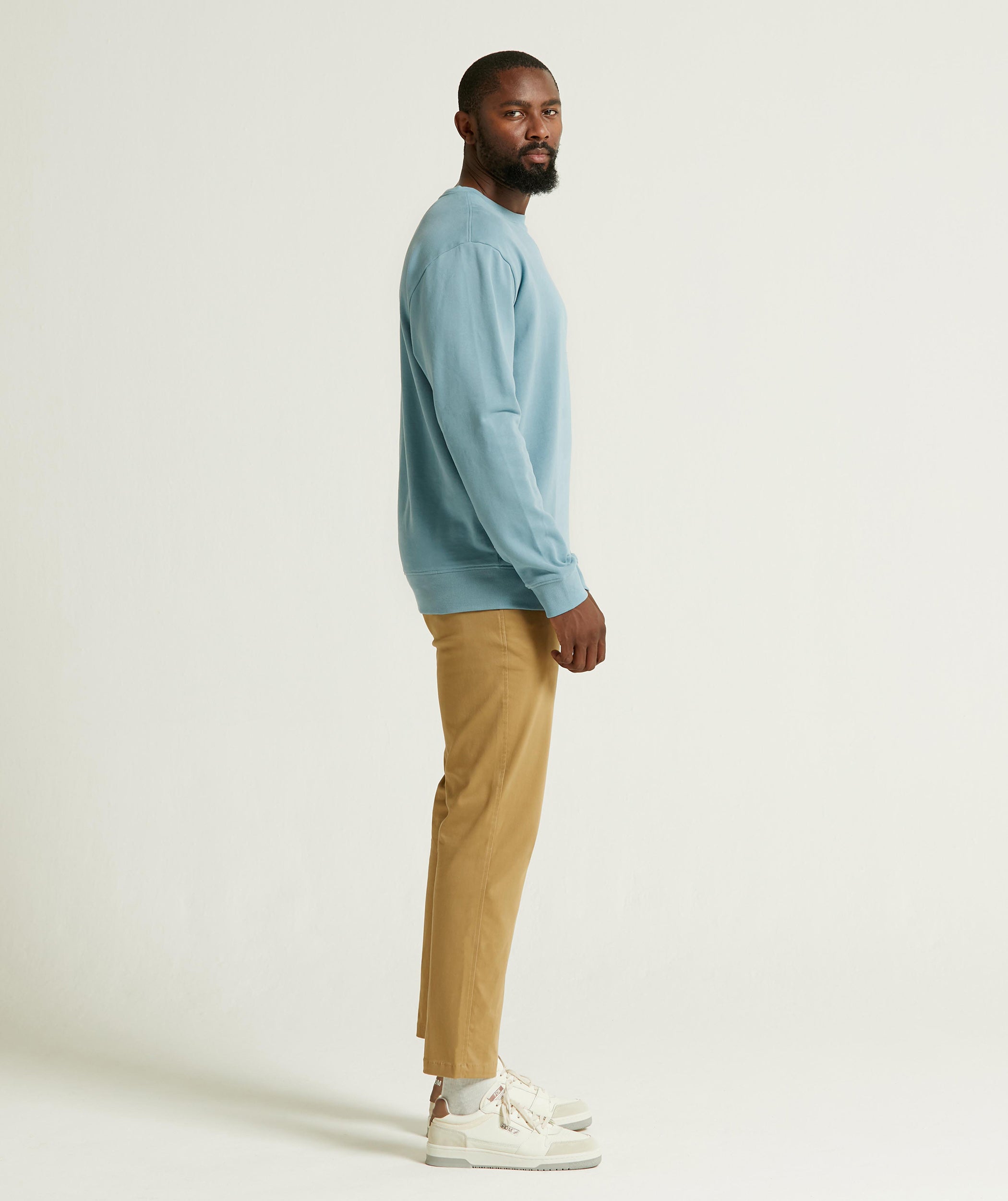 Mens Crew Neck Embroidery Sweatshirt - Sea Breeze