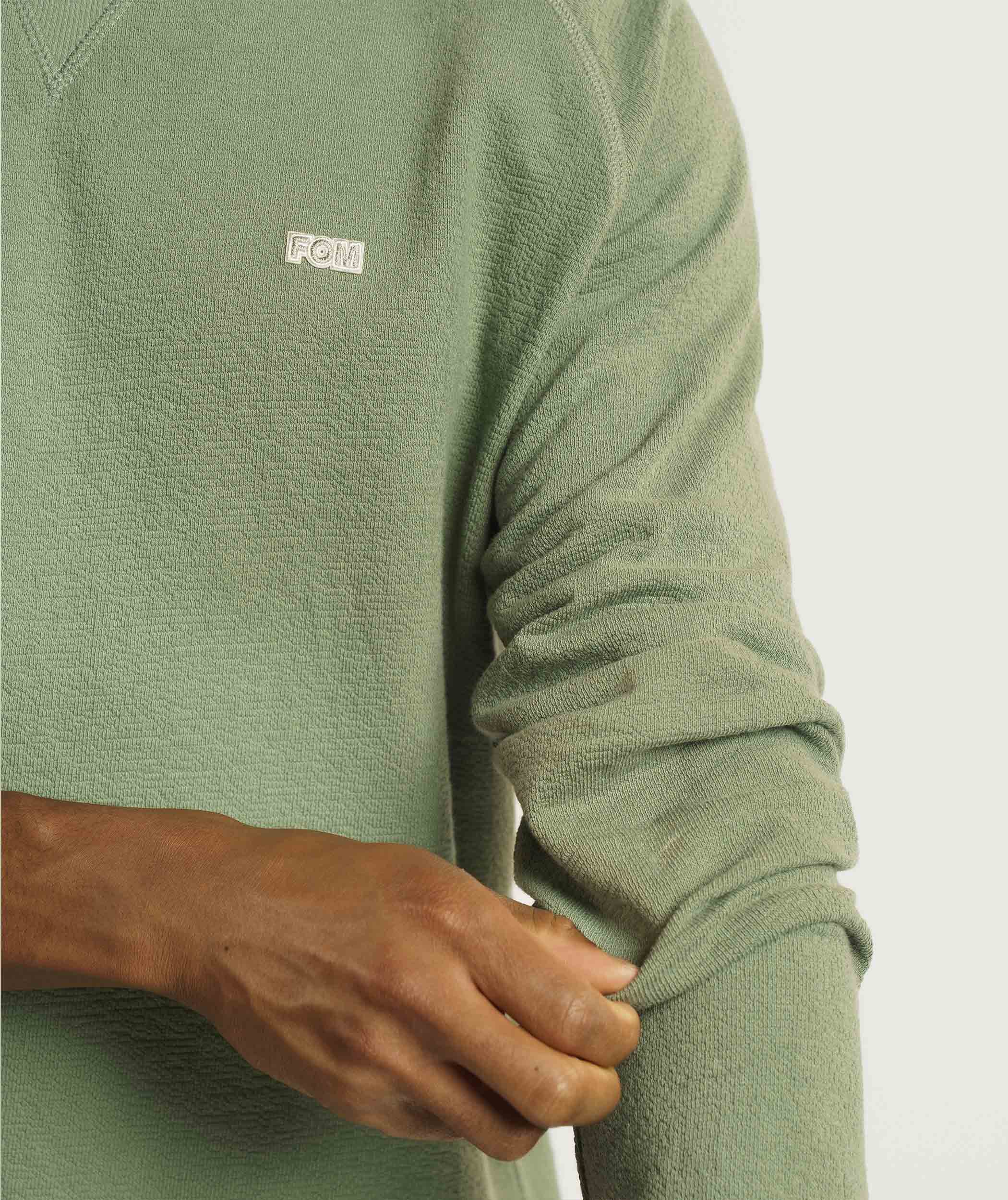 Mens Long Sleeve Textured Tee - Sea Spray