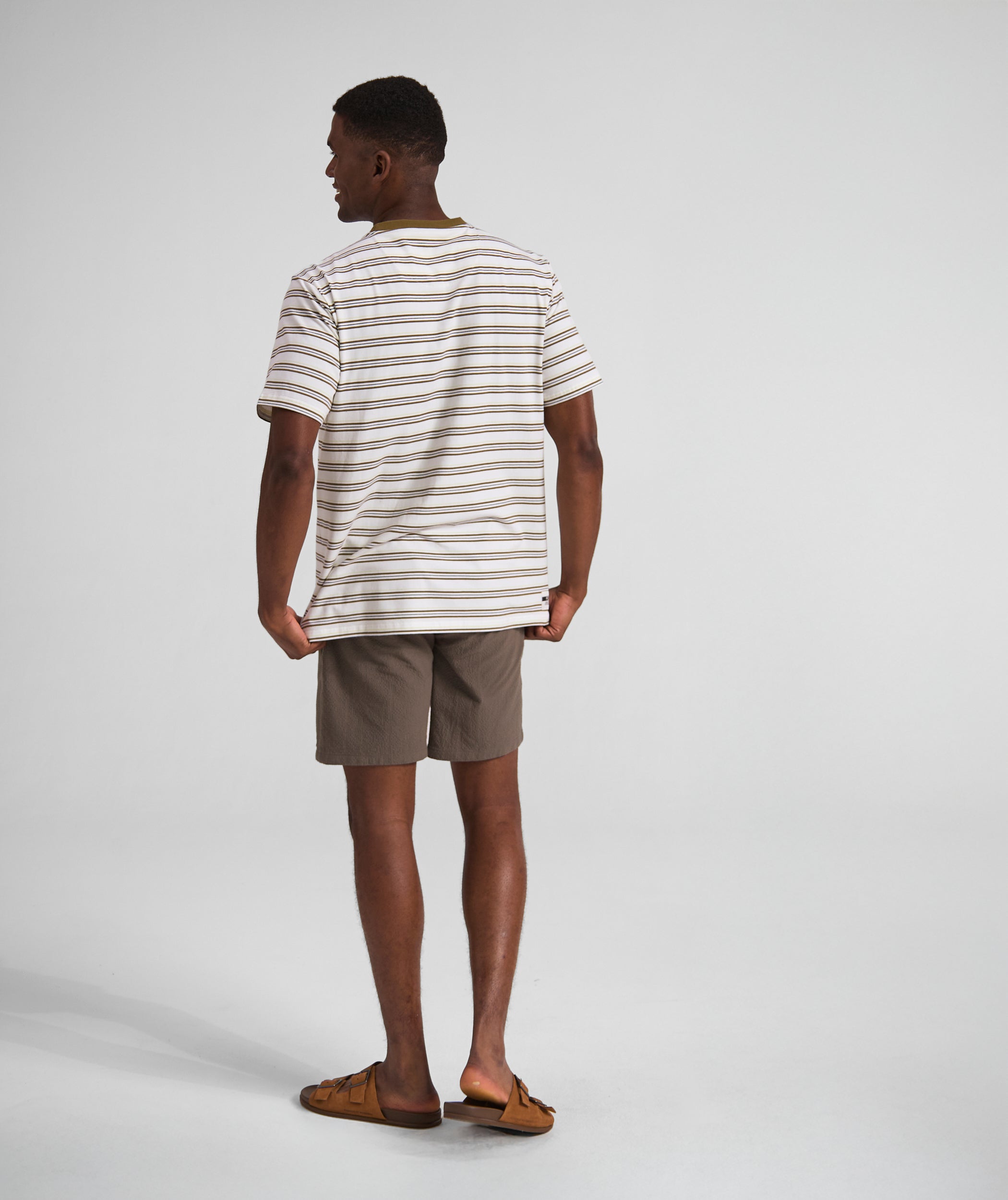 Mens Regular Fit Stripe Tee - x Ivory Multi