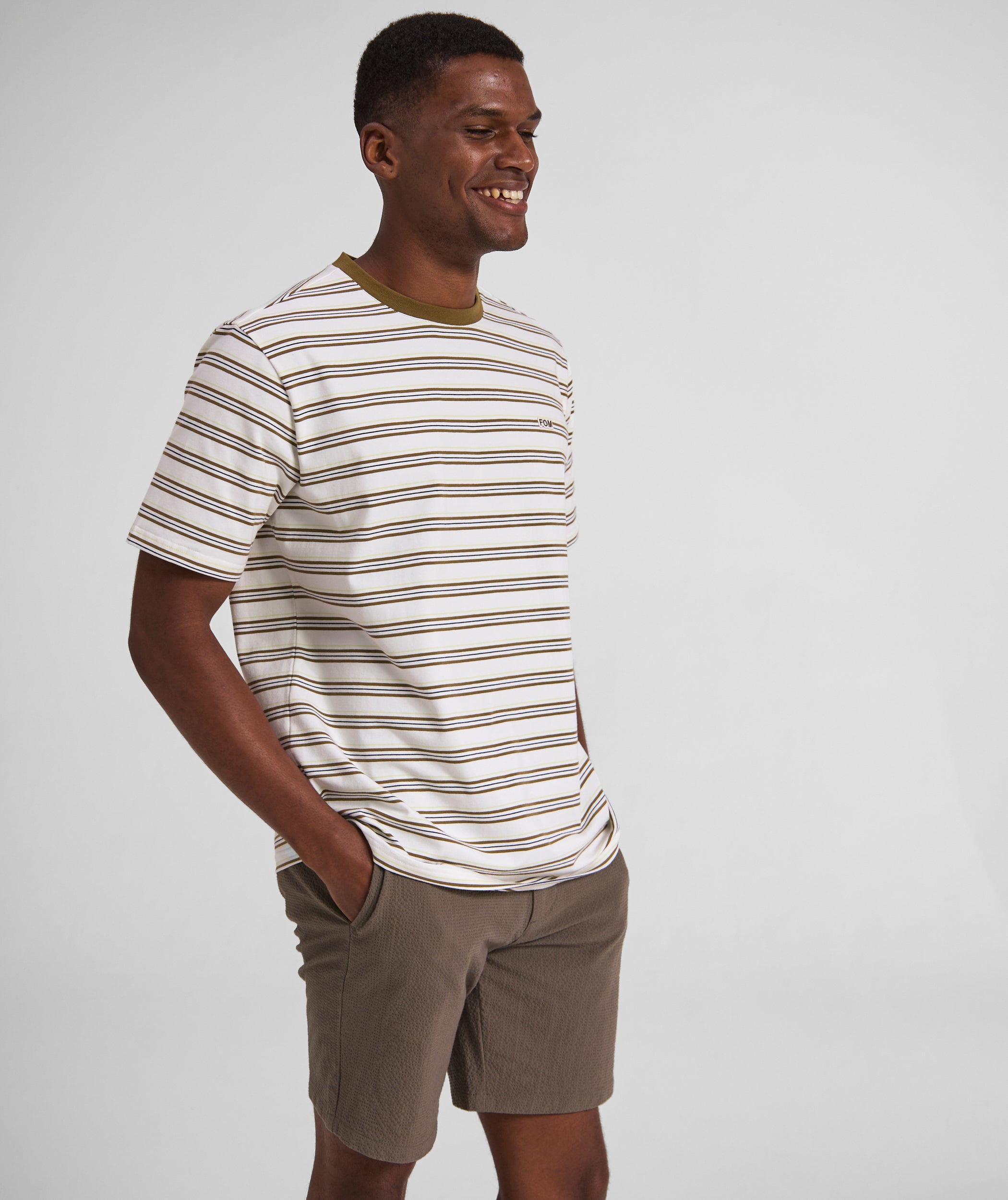 Mens Regular Fit Stripe Tee - x Ivory Multi