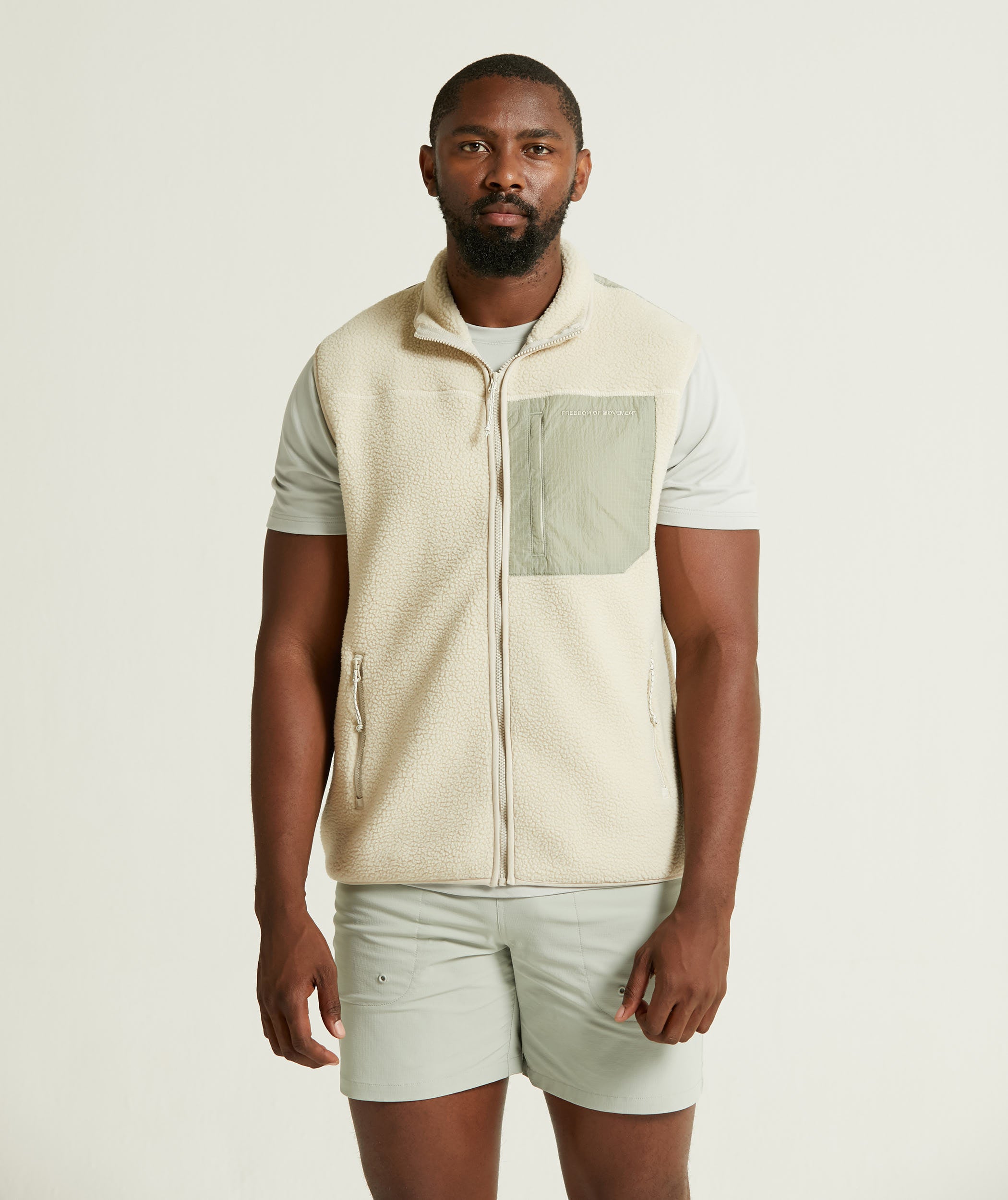 Mens Fleece Gilet - Ecru