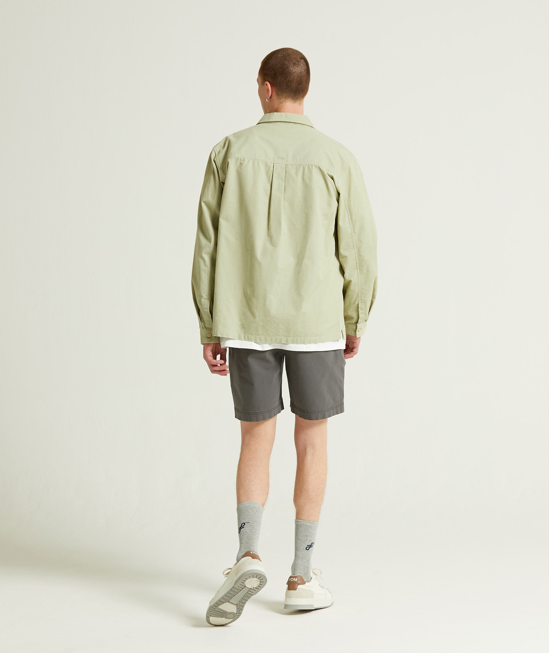 Mens Microcheck Cord Overshirt - Sage Green