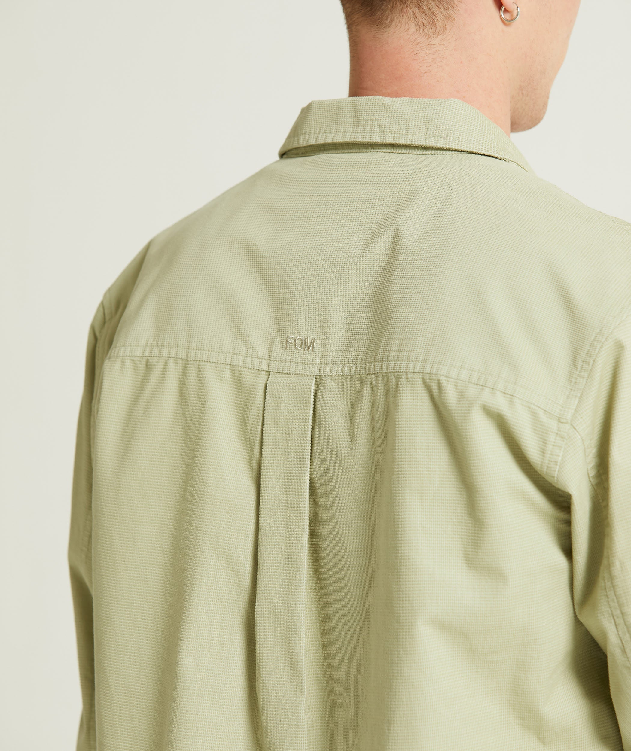 Mens Microcheck Cord Overshirt - Sage Green
